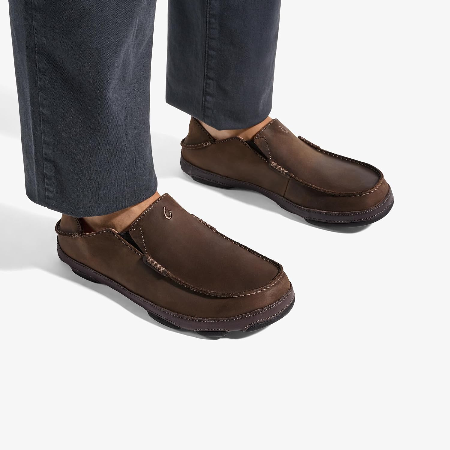 OluKai Moloa Men's Premium Leather Shoes, Easy Slip On & Off Design | Casual & Versatile Loafer, Drop-in Heel & Enhanced Traction
