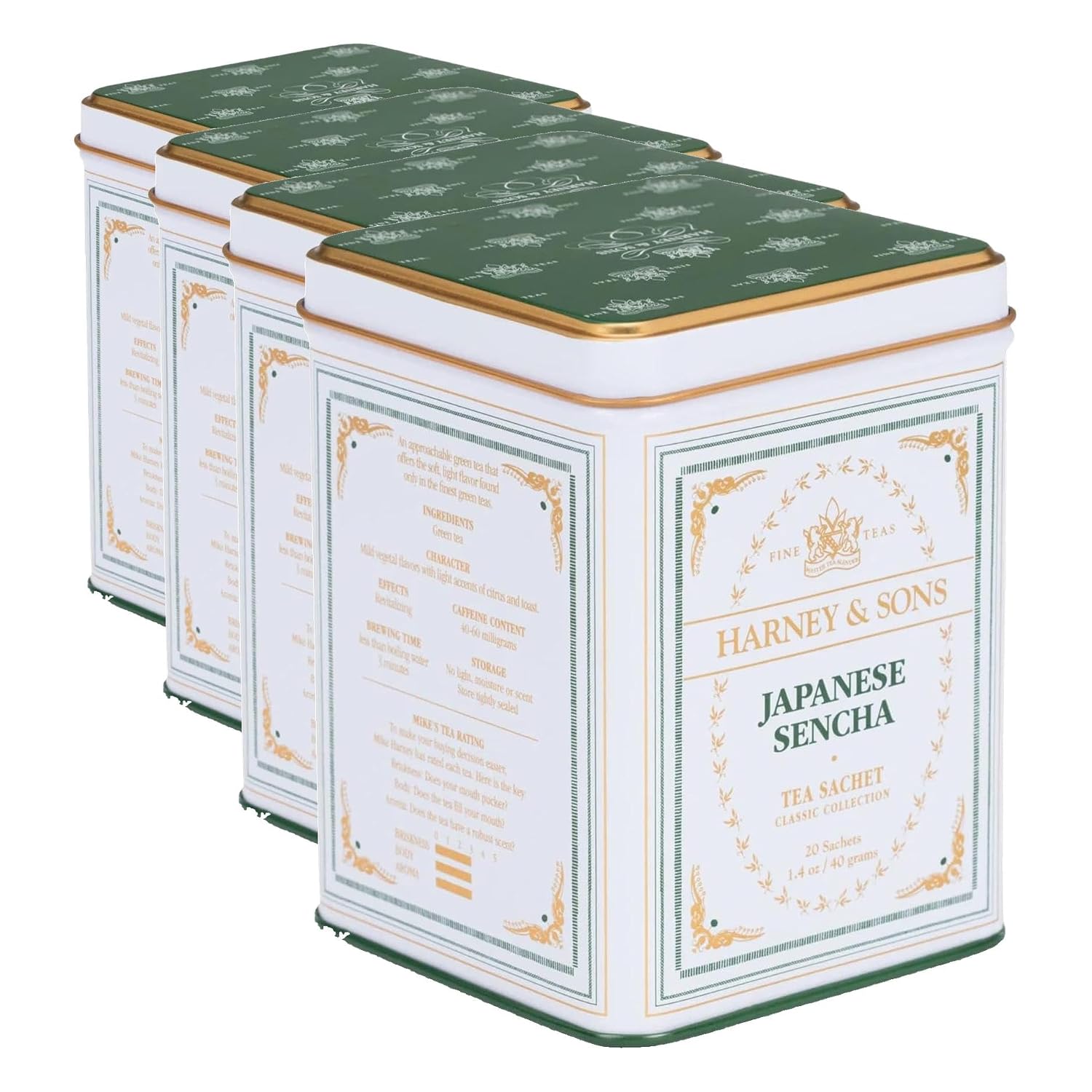 Harney & Sons Classic Japanese Sencha Green Tea, 20 Sachets in Tin | Japanese sencha green tea from Shizuoka with a smooth, fresh flavor. Contains caffeine.