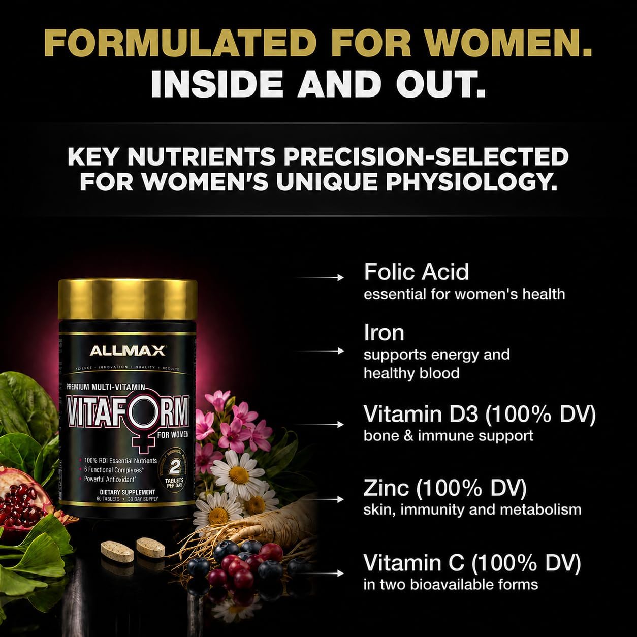 ALLMAX Vitaform Multivitamin Tablets for Women, 60 Count