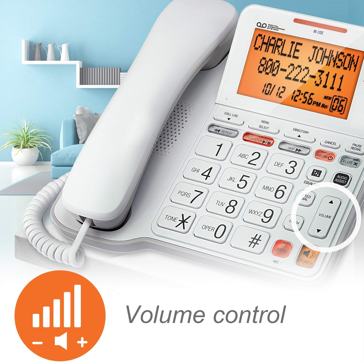 AT&T CL4940 Corded Phone with Digital Answering System, Caller ID, Large Tilt Display