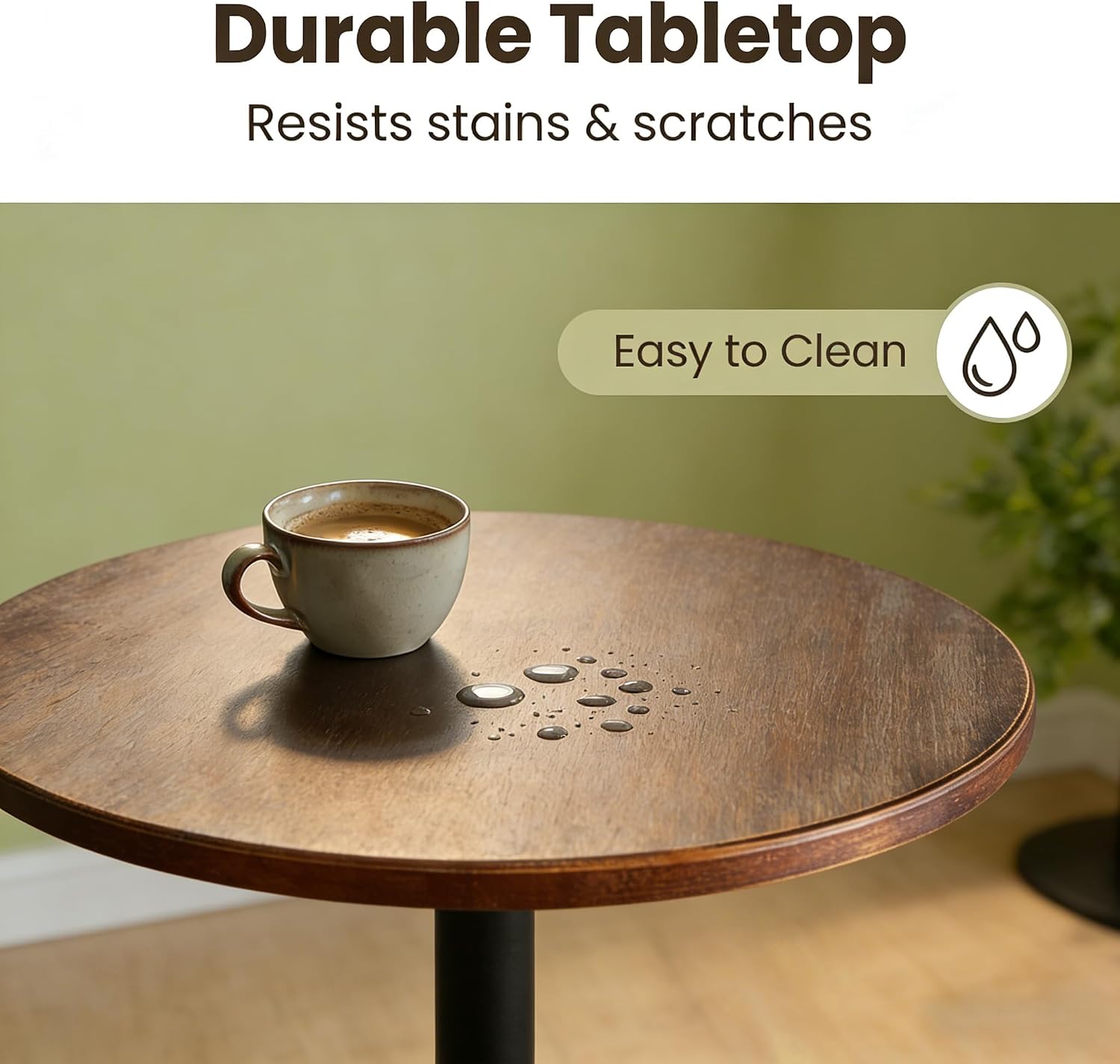 LOKKHAN 42" Tall Rustic Industrial Bar Table 19.68" Dia Round Wooden Top Metal Frame Height Fixed Standing Pub Dining Room Bistro Cocktail Table, Black & Brown