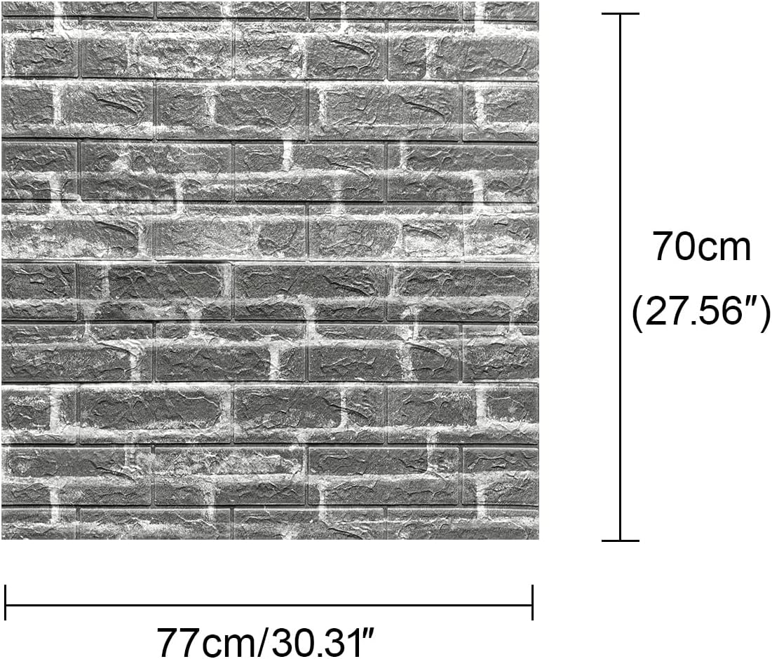 3D Self Adhesive Foam Wall Panels, 10 Tiles Cover 57 sq feet, Peel and Stick Brick Wallpaper for Living Room Bedroom Wall Decoration