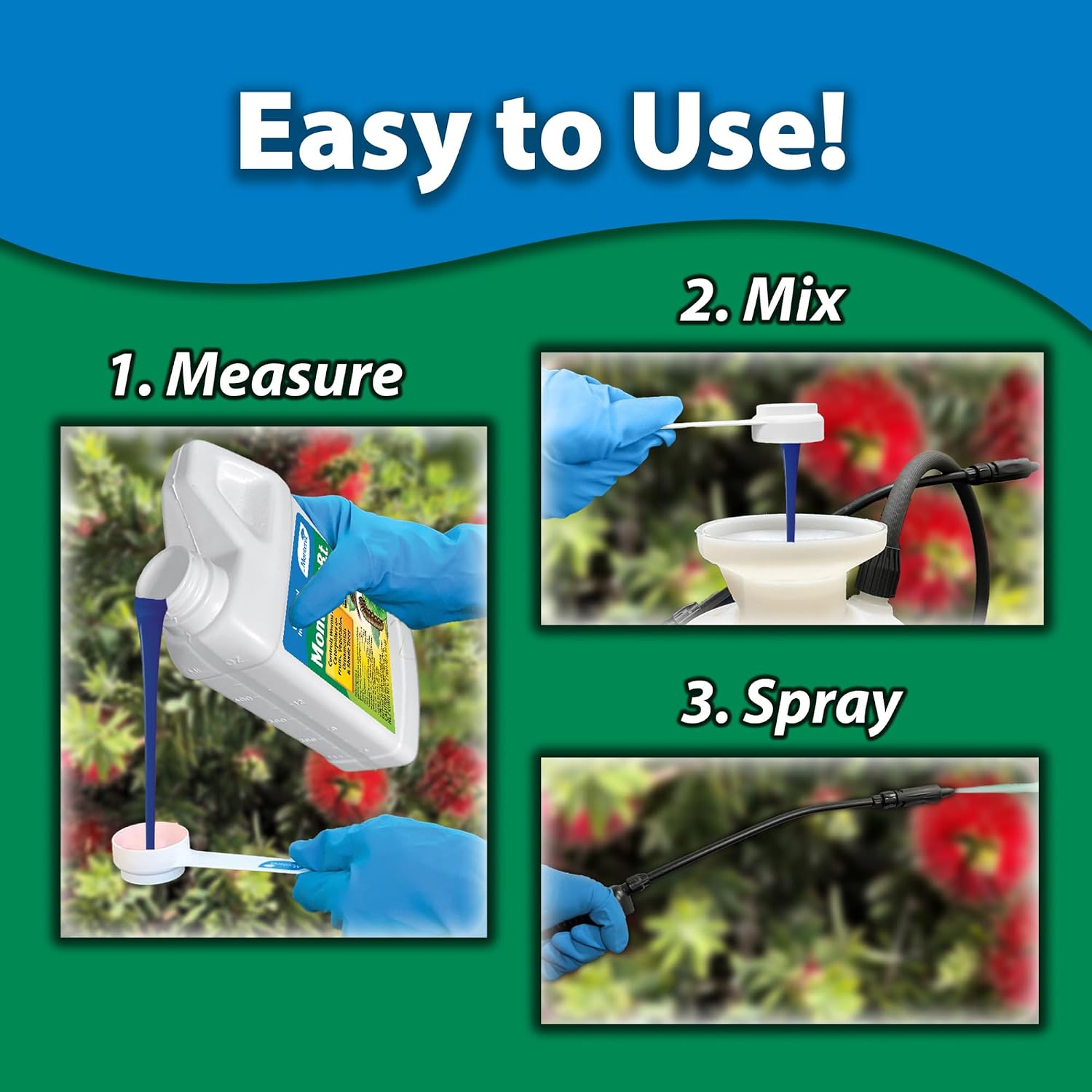 Monterey B.t. - Biological Insecticide for Organic Gardening - 1 Quart Concentrate - Apply Using a Sprayer Following Mix Instructions