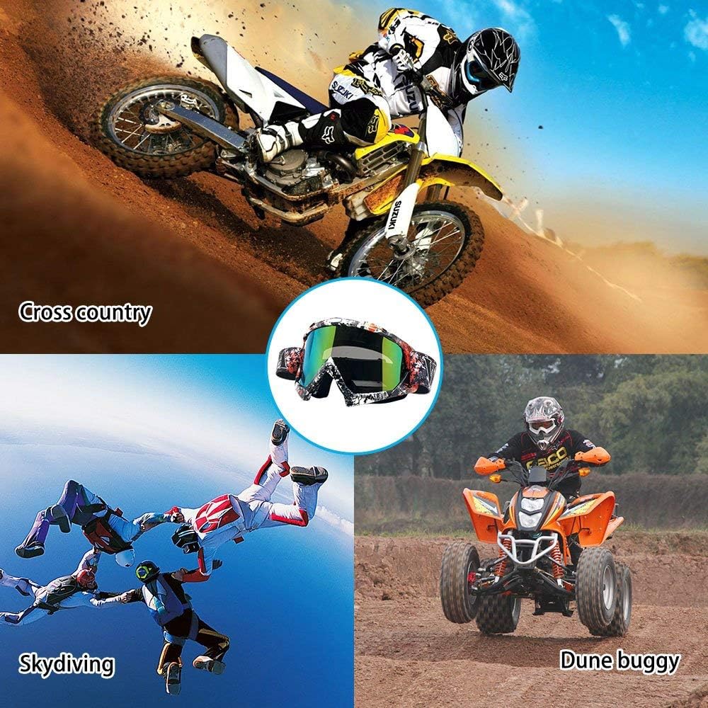Dirt Bike Goggles, ATV Motorcycle UTV MX OTG Accessories Goggle Glasses & Anti Fog Ski Goggles, Racing Skiing Dirtbike