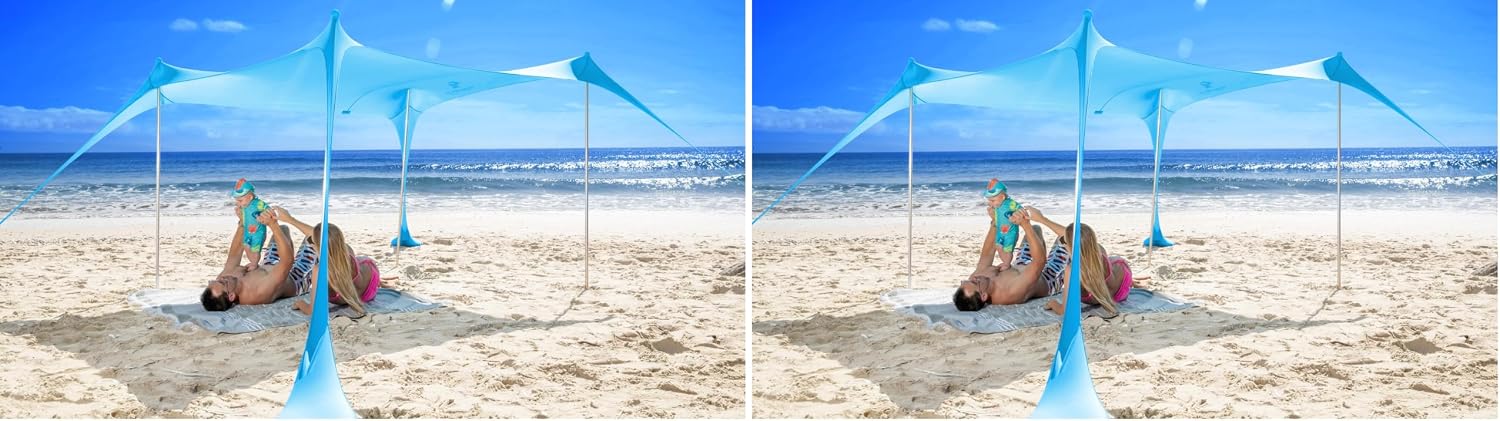 SUN NINJA Beach Tent Sun Shelter, Beach Shade Canopy with UPF50+ Protection