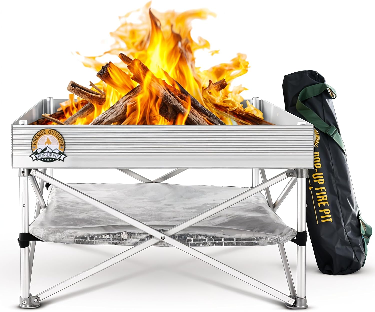 Fireside Outdoor Portable Fire Pit for Camping, Portable Fire Pit Grill for Backyard, Outdoor Firepit with Heat Protect, Camping Firepits