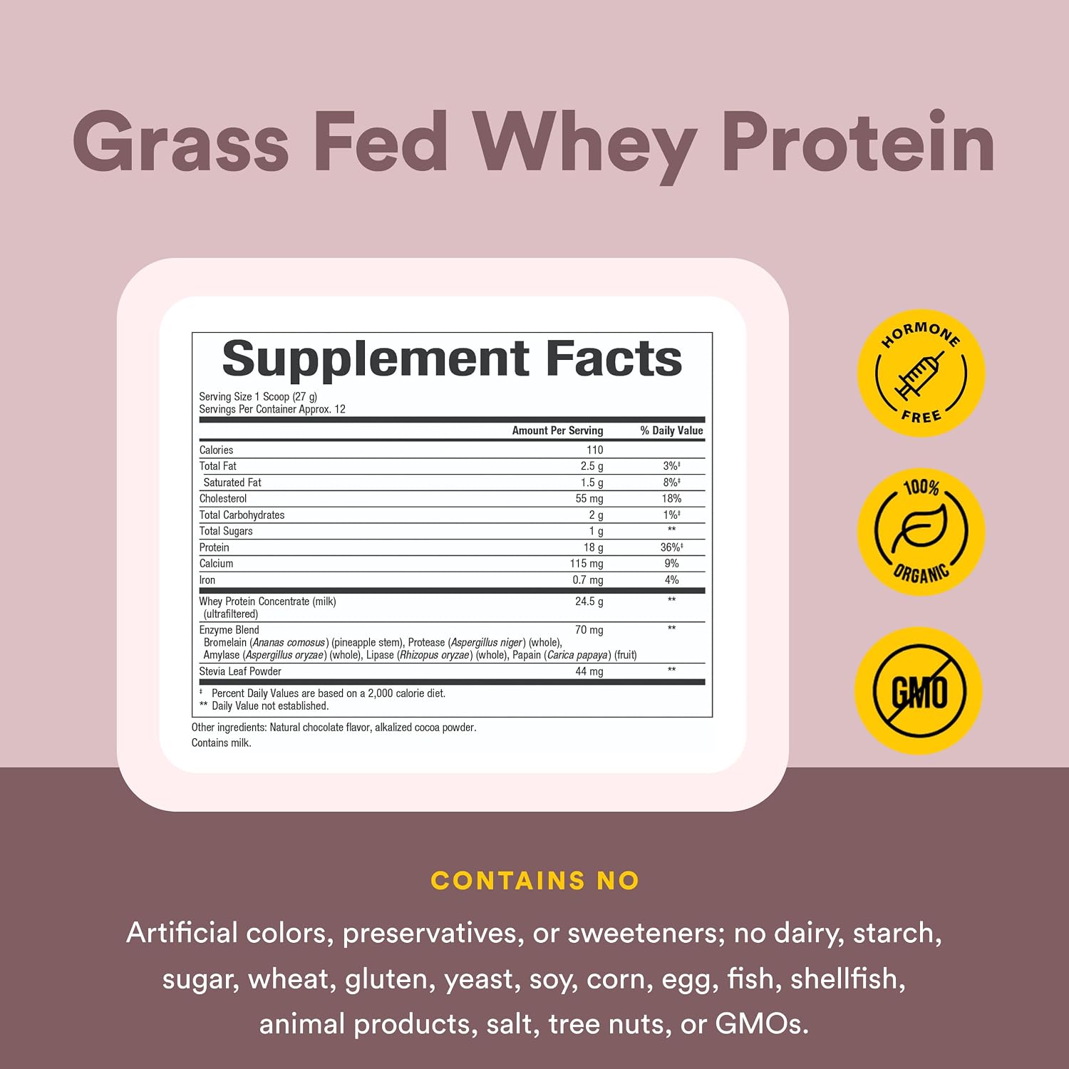 Whey Factors by Natural Factors, Grass Fed Whey Protein Concentrate, Aids Muscle Development and Immune Health, Unflavored, 2 lb