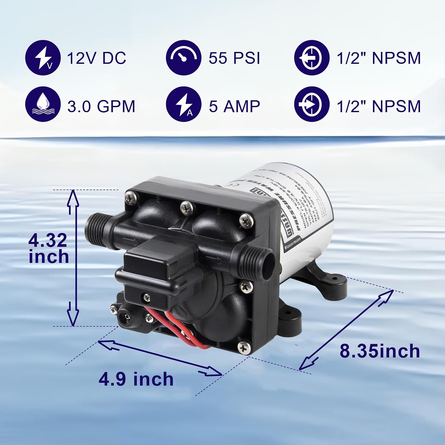 RV Water Pumps 115V AC Pressure Pump with Pressure Switch, Self-priming Water Pump 4.0GPM 45PSI, Fresh Water Pump for RV, Kitchen Barthroom Camping Marine Yacht Garden Diaphragm Pump115volt