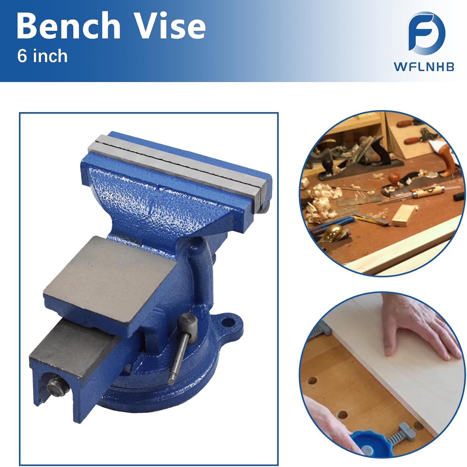 WFLNHB 6" Bench Vise Table Top Clamp Press Locking Swivel Base Heavy-Duty for Crafting Painting Sculpting Modeling Electronics Soldering Woodworking
