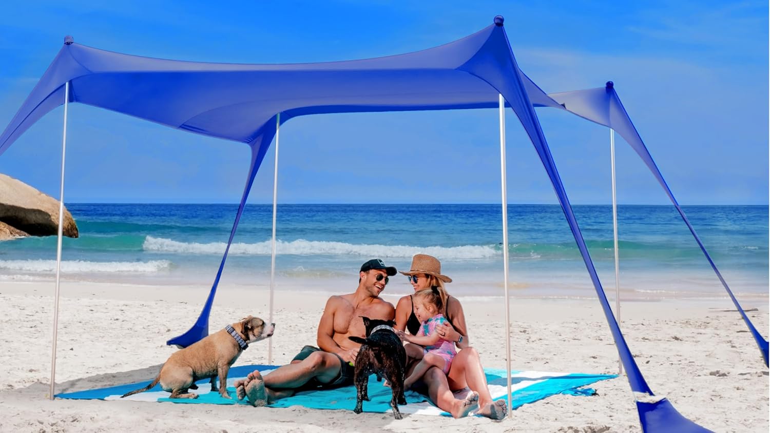 SUN NINJA Beach Tent Sun Shelter, Beach Shade Canopy with UPF50+ Protection