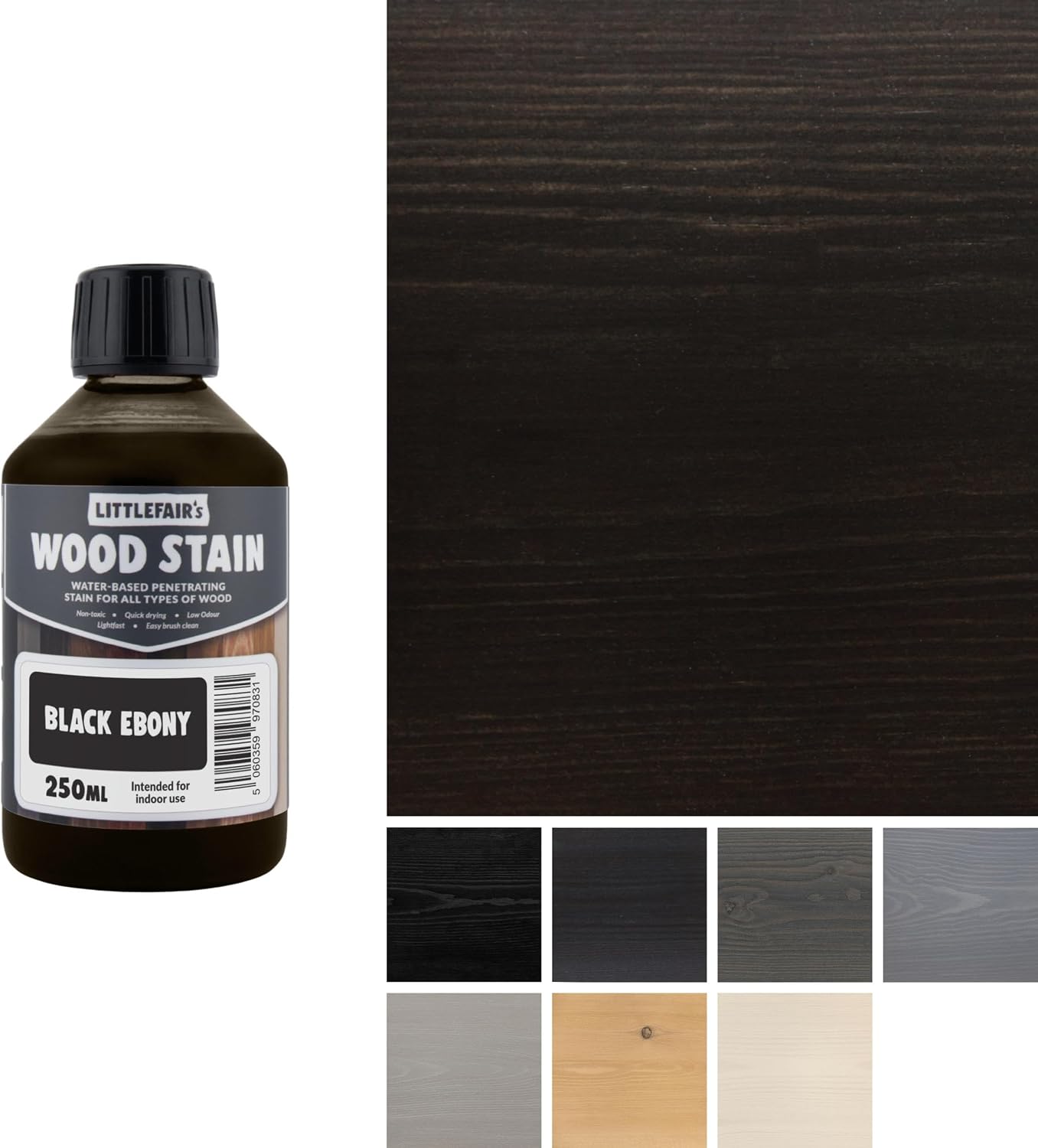 Littlefair's Wood Stain Water Based - 8.5oz/250ml - Indoor Furniture Stain Light & Dark Finishes - Special Non Toxic & Eco Friendly Formula - Wood Stain for Crafts - Color: Antique Stripped Pine