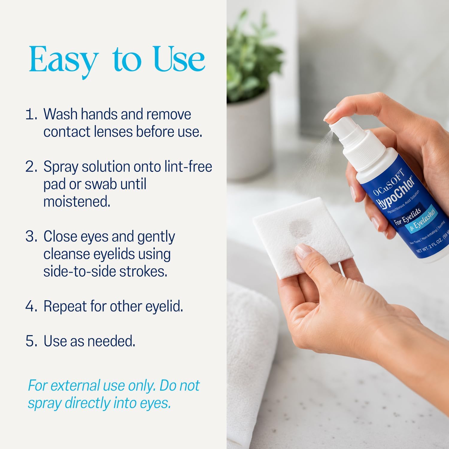 OCuSOFT HypoChlor Spray - Non-Irritating Hypochlorous Acid Spray & Eyelid Cleanser Solution to Remove Oil & Debris- 2 fl oz | Eyelid Spray for