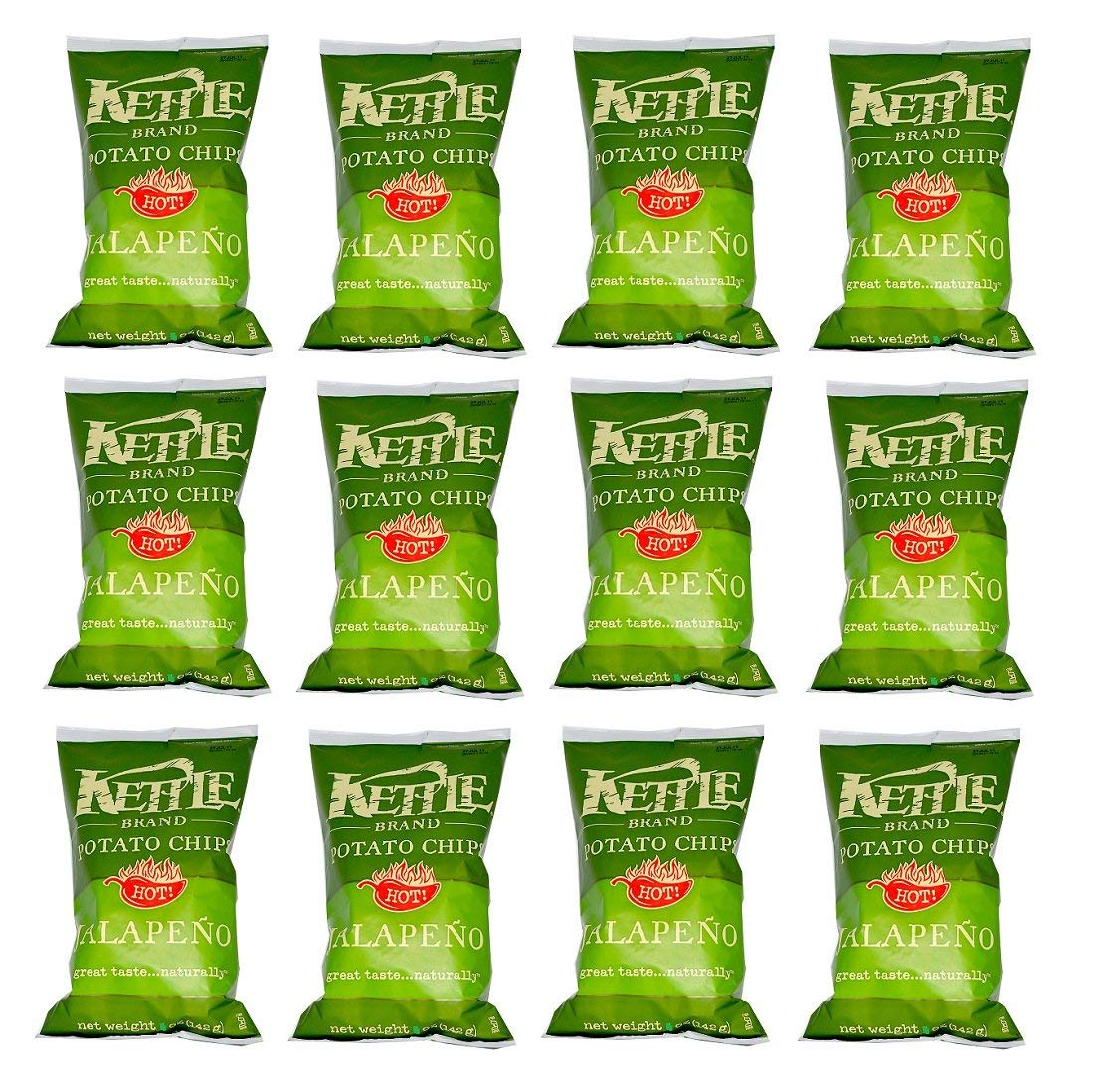 Kettle Brand Potato Chips, Jalapeno, 2-ounce bags (12 Count)