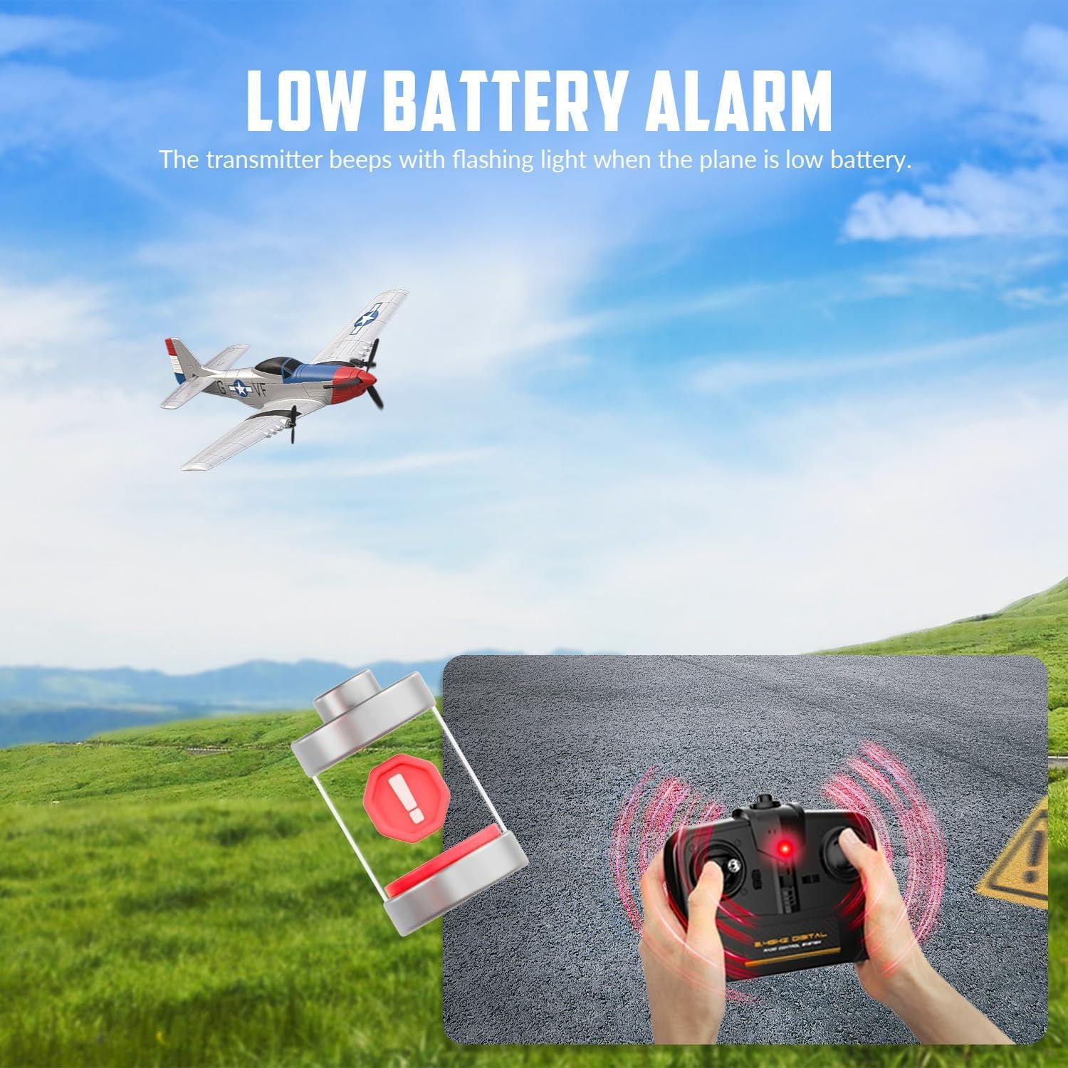 volantexrc RC Plane, 3 Channel Remote Control Plane for Beginners & Adults | Spitfire Fighter RTF, 6-Axis Gyro, 2.4GHz Radio Controlled Aircraft, Easy to Fly