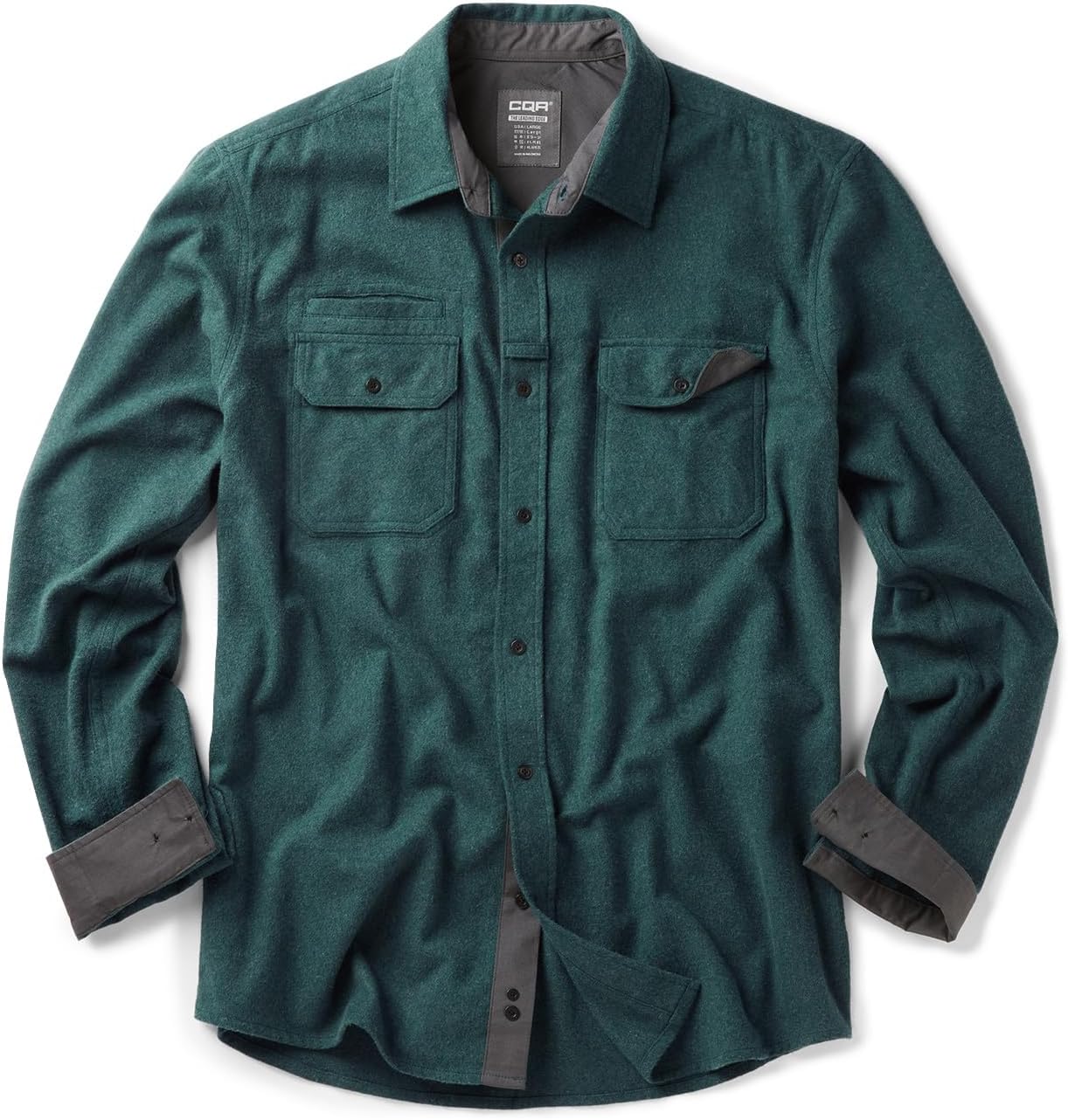 CQR Men's 100% All Cotton Button Down Flannel Shirts, Long Sleeve Brushed Warm Soft Casual Outdoor Plaid Shirt