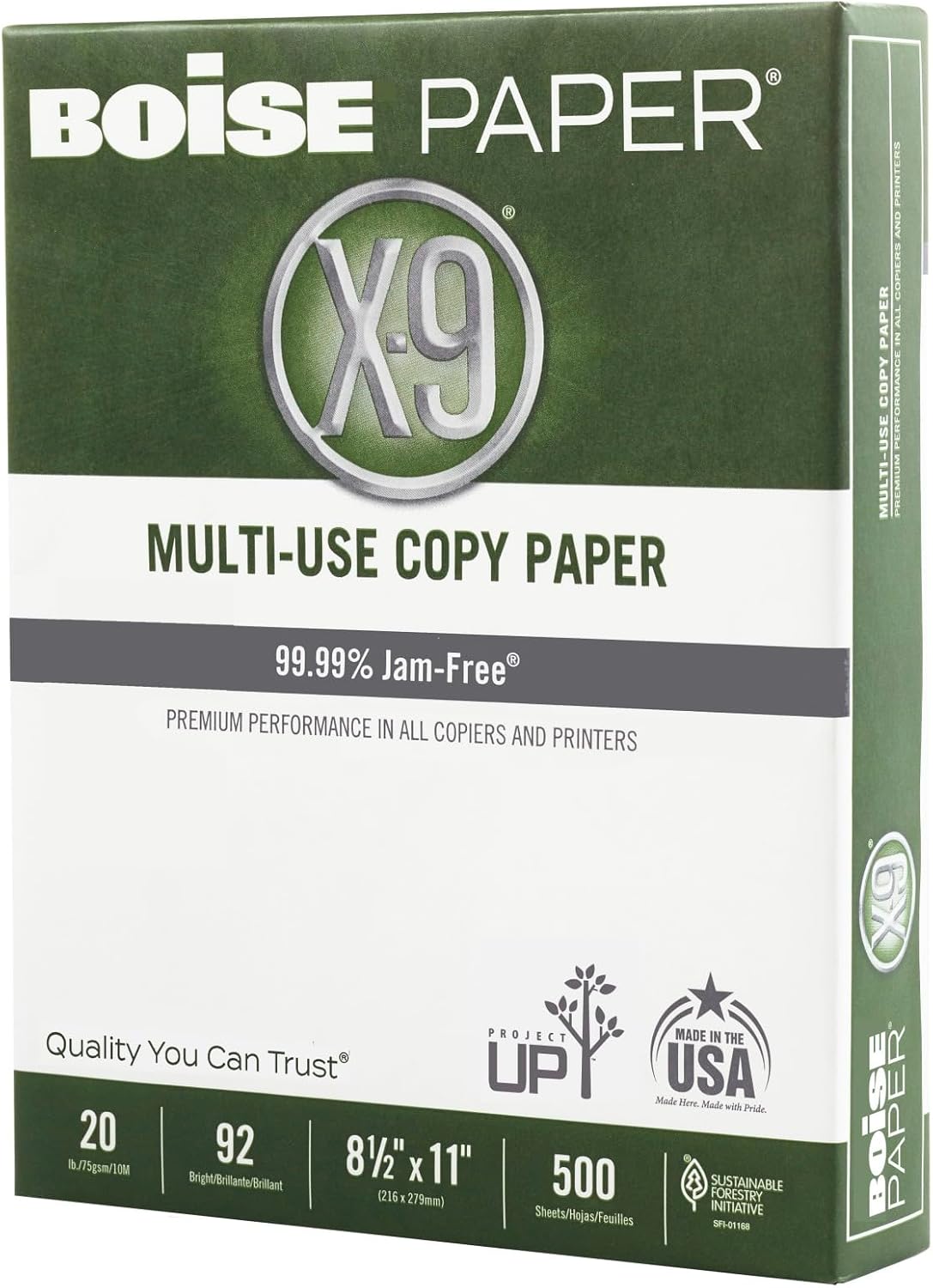 Boise X-9 Multi-Use Printer & Copy Paper, 5 Reams, White, Ledger (11in x 17in), 2500 Sheets Per Case, 20 Lb, 92 Brightness