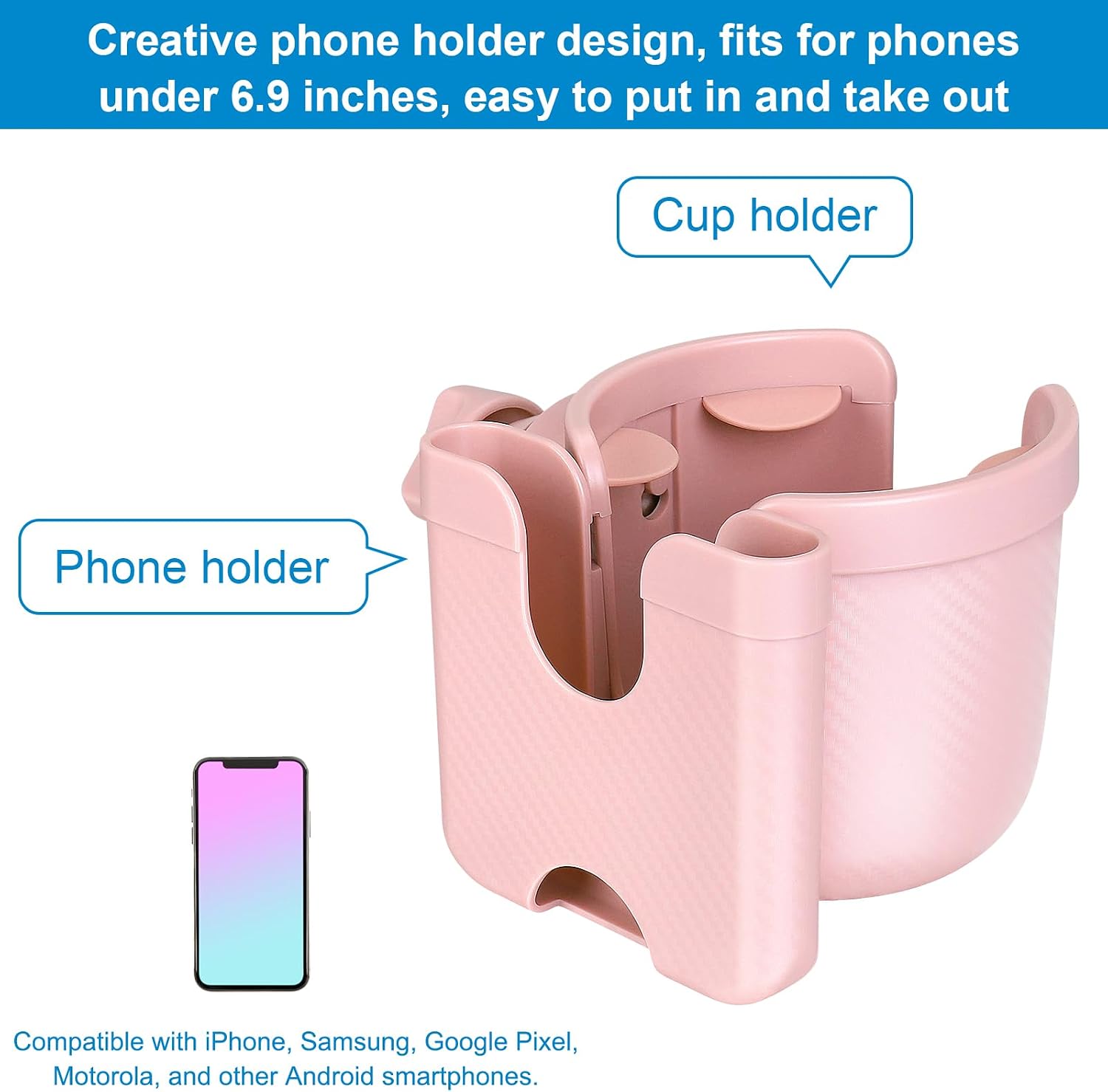 Accmor Stroller Cup Holder with Phone Holder, Bike Cup Holder, Universal Cup Holder for Uppababy Nuna Strollers, 2-in-1 Drinks Holder for Walker