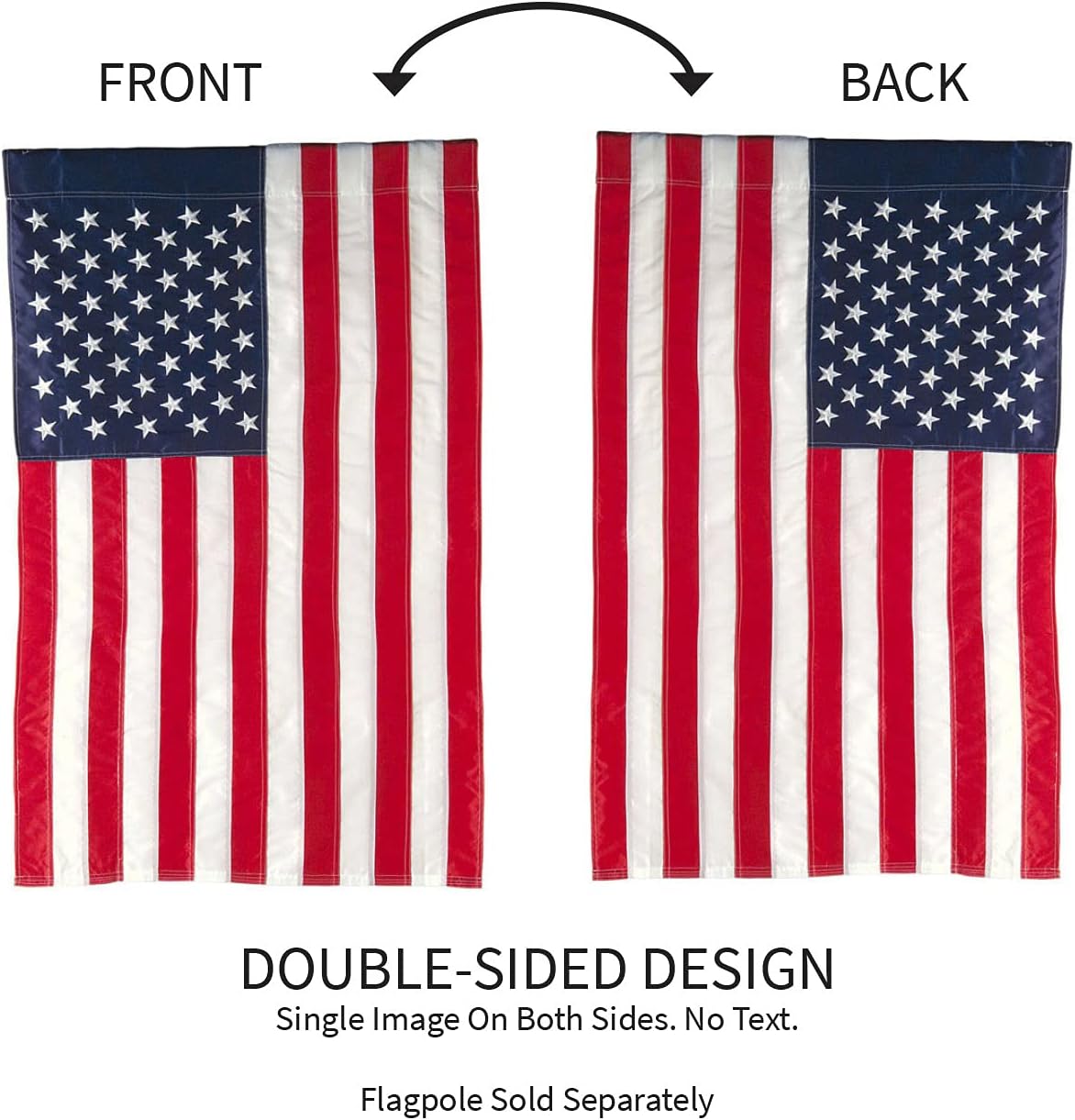 Evergreen American Flag 12x18 Double Sided | Patriotic House Flags For Outside Outdoor | Small American Flag Garden Size | Embroidered Stars and Stripes | USA Residential or Commercial