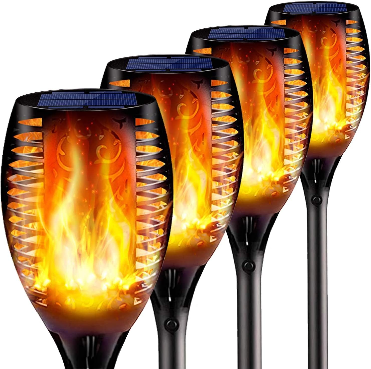 4PCs Solar Torch Lights Outdoor, 43 inch 96 LED, Waterproof Landscape Garden Pathway Light with Vivid Dancing Flickering Flames