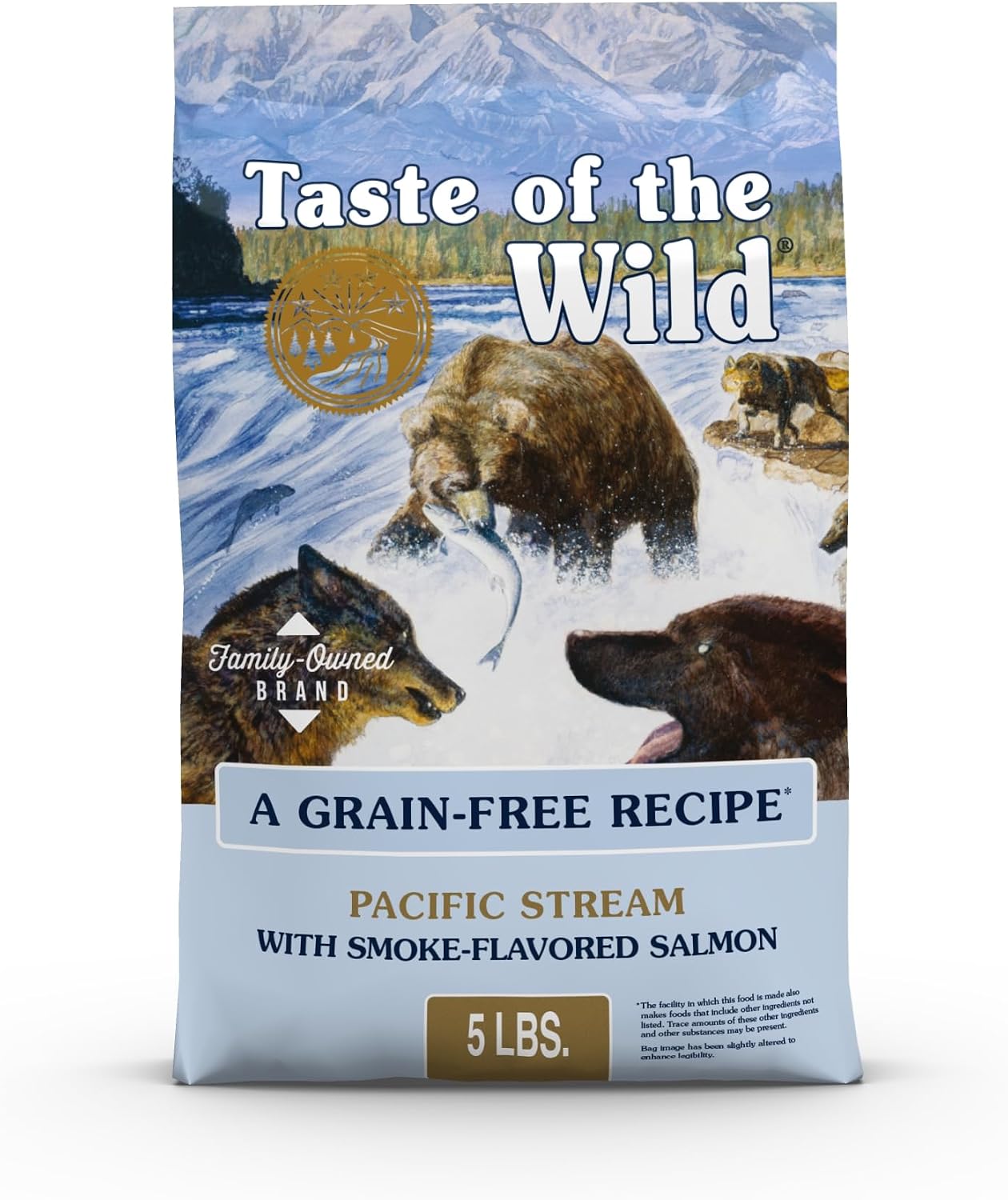Taste of the Wild Pacific Stream Adult Dry Dog Food, Salmon, 5lb | Grain Free Recipe* | Nutrient Dense to Help Support Peak Health | Guaranteed Omega Fatty Acids to Help Support Skin & Coat