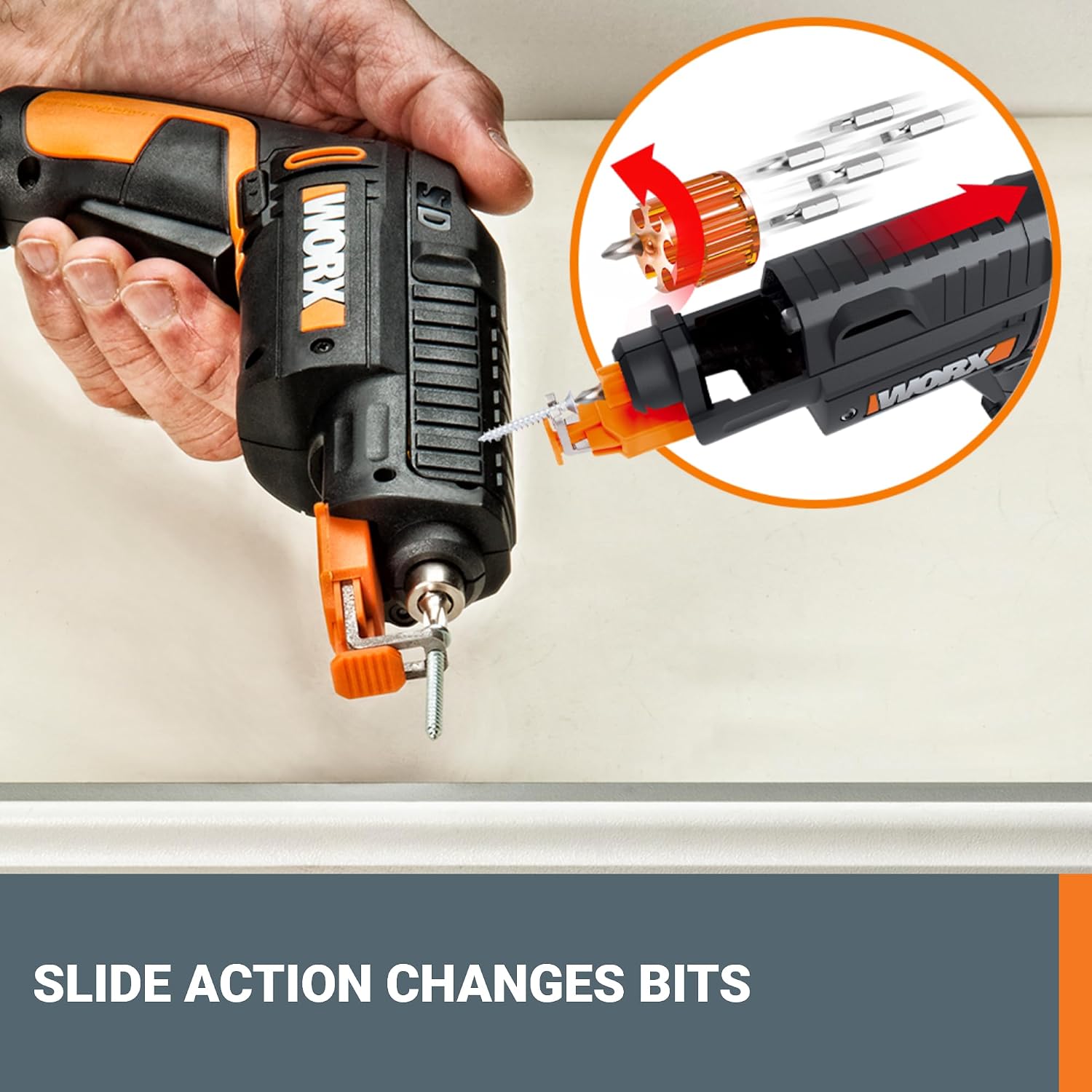 WORX Cordless Screwdriver, 4V 6-Bit Cartridge with Screw Holder, WX255L