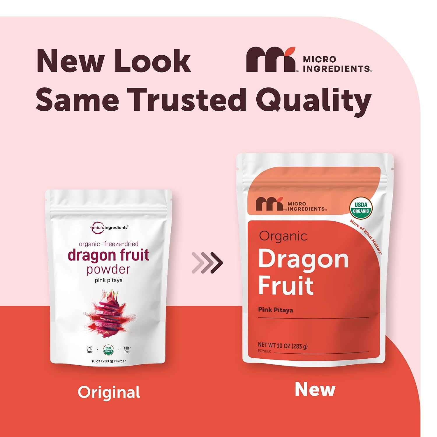 Micro Ingredients Organic Dragon Fruit Powder, 10oz | Natural Fruit Flavor | Freeze-Dried Pink Pitaya Source | No Sugar & Additives | Great for Drinks