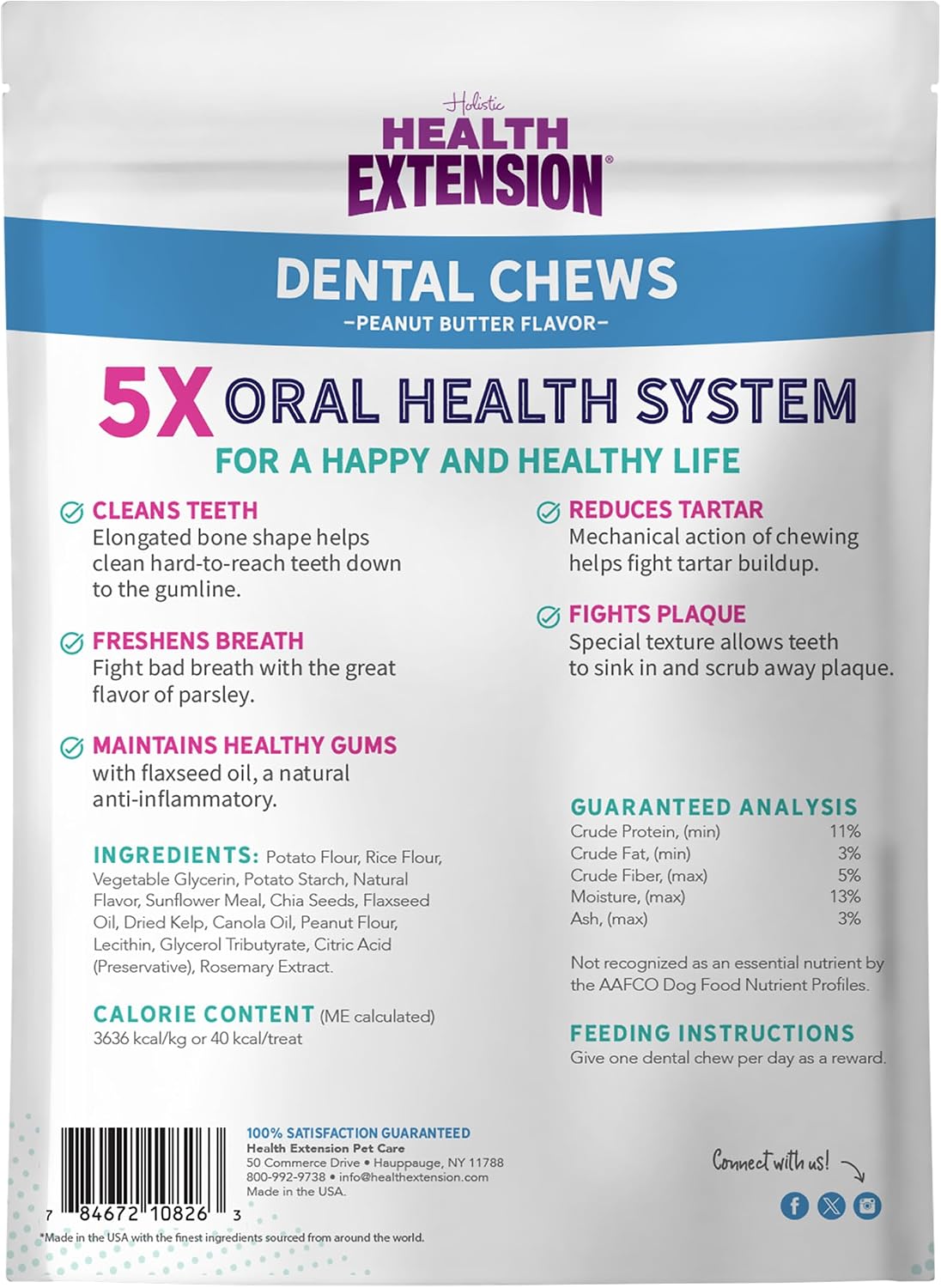 Health Extension Probiotic Dental Bones for Dogs, 14 Small Bones, Cleans Teeth, Healthy Gums, Freshens Breath, Training or Reward, 6 oz Bag (Pack of 1)
