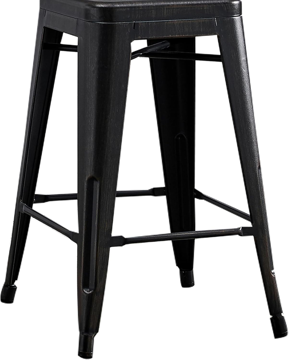 AC Pacific 30” Metal Barstool Set of 2 – Country Rustic Style with Low Back, Lightweight & Sturdy Build, Easy Assembly – Matte Black