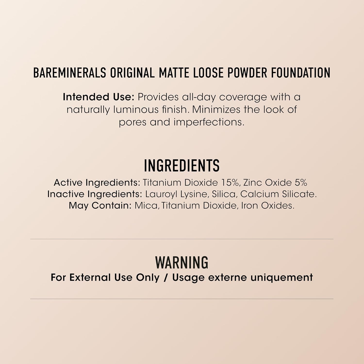 bareMinerals Original Matte Loose Powder Foundation SPF 15, Clean Mineral Powder Face Makeup, Sheer-to-Full Coverage, Reduces Shine, Dermatologist-Tested, Skin-improving Makeup For Sensitive Skin