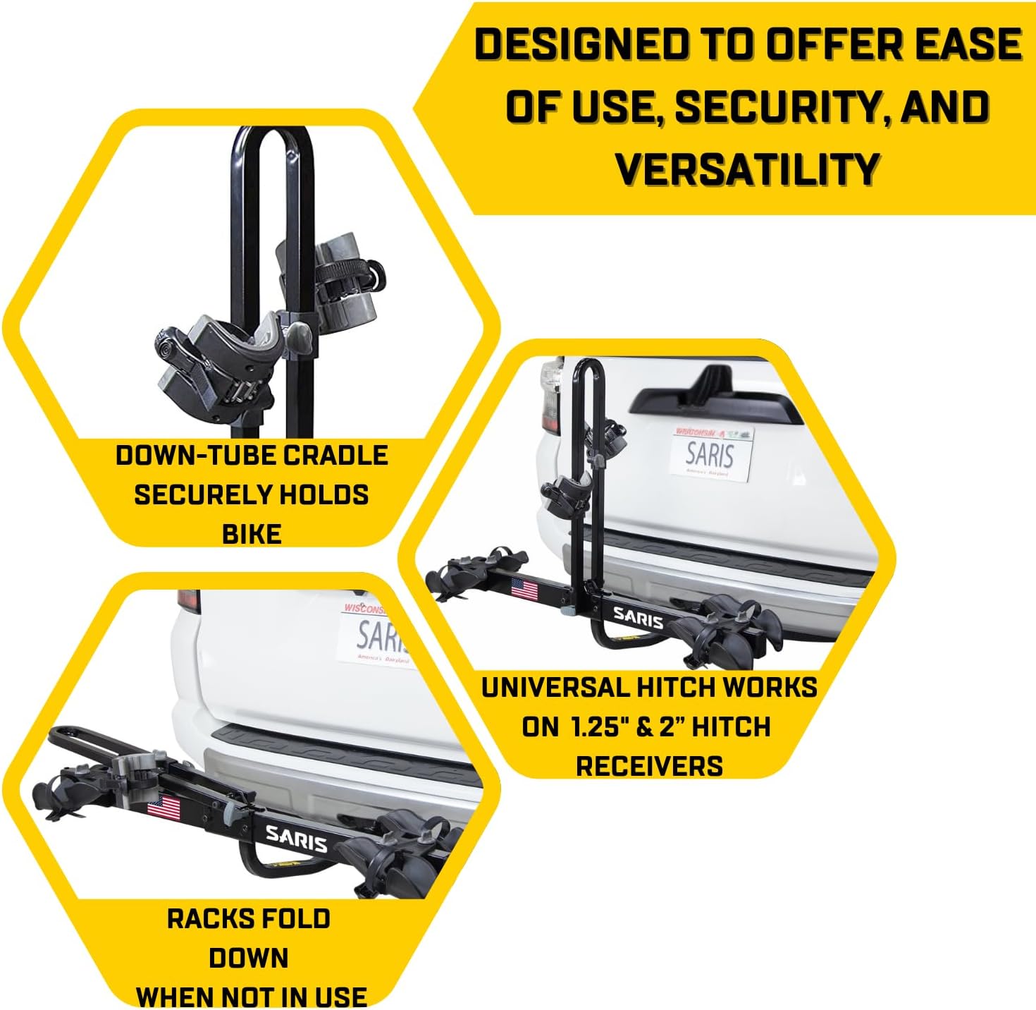 Saris Freedom Hitch Rack – Lightweight Platform Bike Carrier for Car, SUV & Truck – No Frame Contact, Anti-Wobble, E-Bike Compatible – 2 or 4 Bike