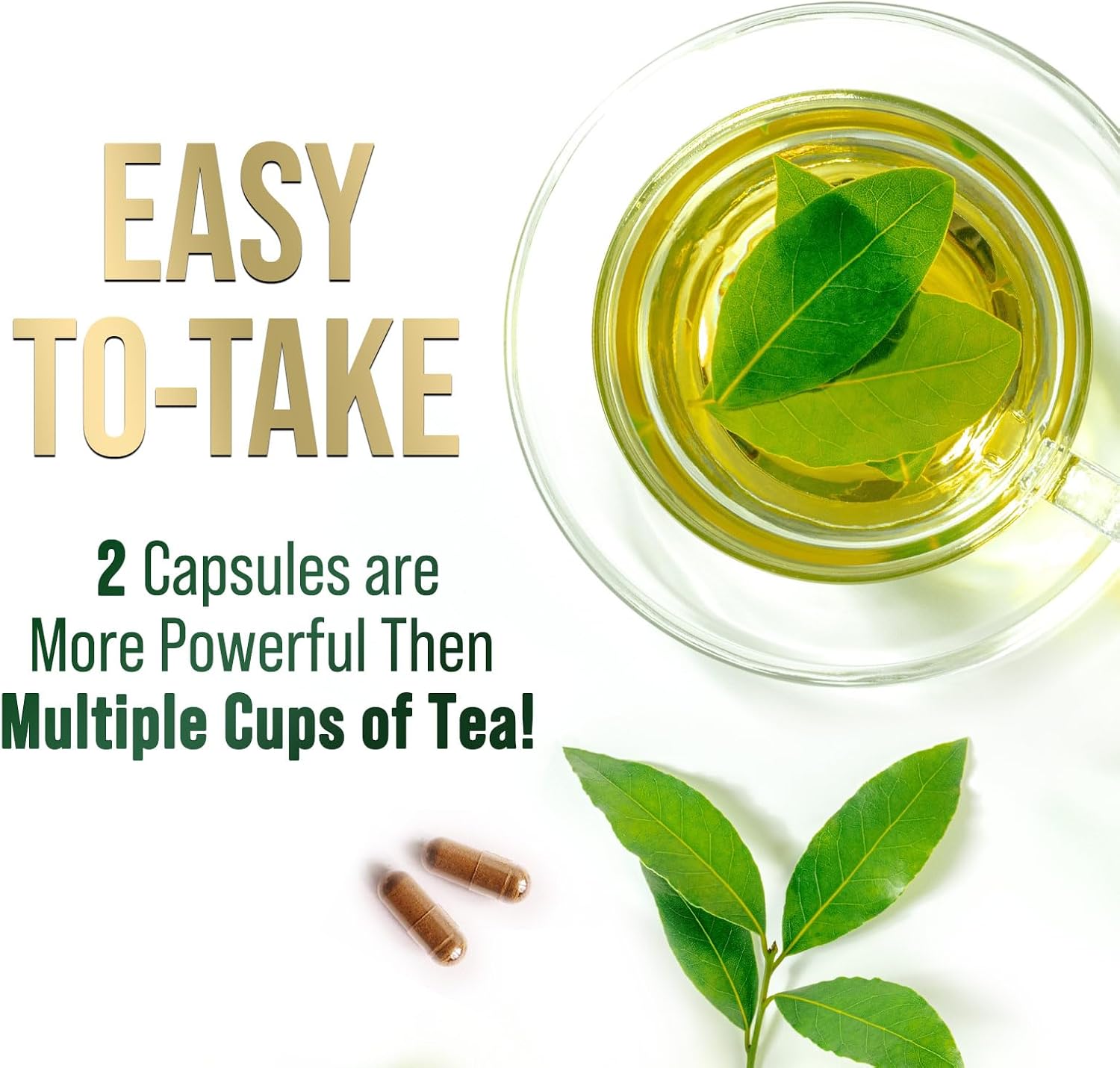 Green Tea Extract Capsules - 3X Strength Green Tea Extract 1000 mg Per Serving Pills with 45% EGCG & 98% Polyphenols for Natural Energy - Antioxidant Herbal Heart Support Supplement - 240 Capsules