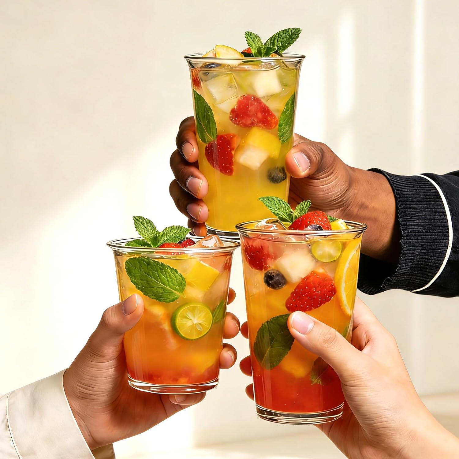 12 Pack Highball Glasses Set, 12 oz & 10 oz Stackable Thick Glass Cups | Drinking Glasses for Cocktails，Iced Coffee, Bubble Tea, Water