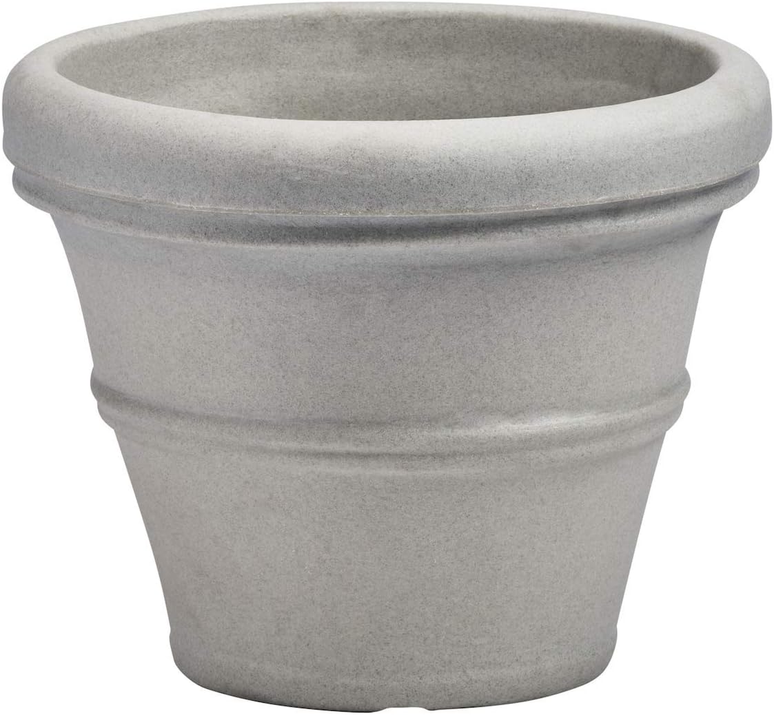 Crescent Garden Brunello Classic Gray Rolled Rim Planter Pot, Lightweight Indoor/Outdoor Weather-Safe Round Plant Pot, 27''W (Weathered Concrete)
