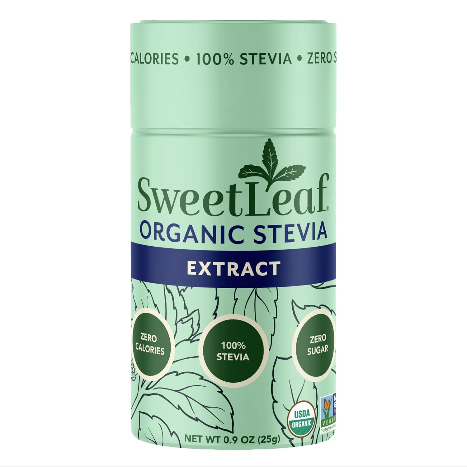 SweetLeaf Organic Pure Stevia Powder Shaker Jar, Sugar Free- 0.9 Oz, 1 Pack | Zero Calorie Sweetener No Erythritol, Stevia Leaf Extract, Natural Sugar Substitute for Coffee & Baking