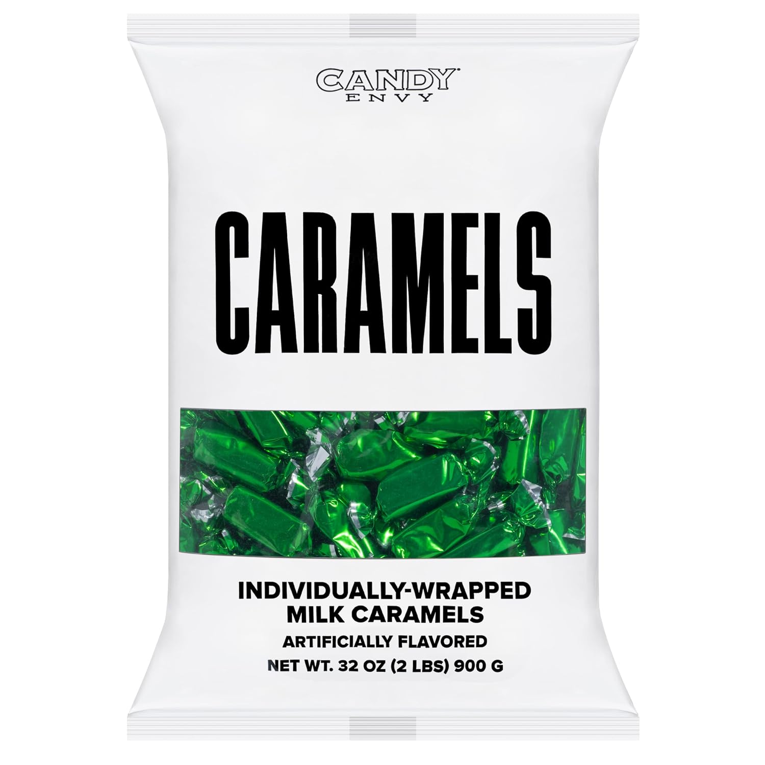 Candy Envy - Individually Wrapped Caramels - Green Wrapper - 2 Pound Bulk Green Candy