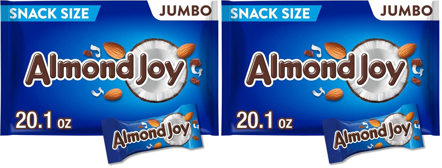 ALMOND JOY Coconut and Almond Chocolate Snack Size, Candy Bars, 0.6 oz (8 Count)