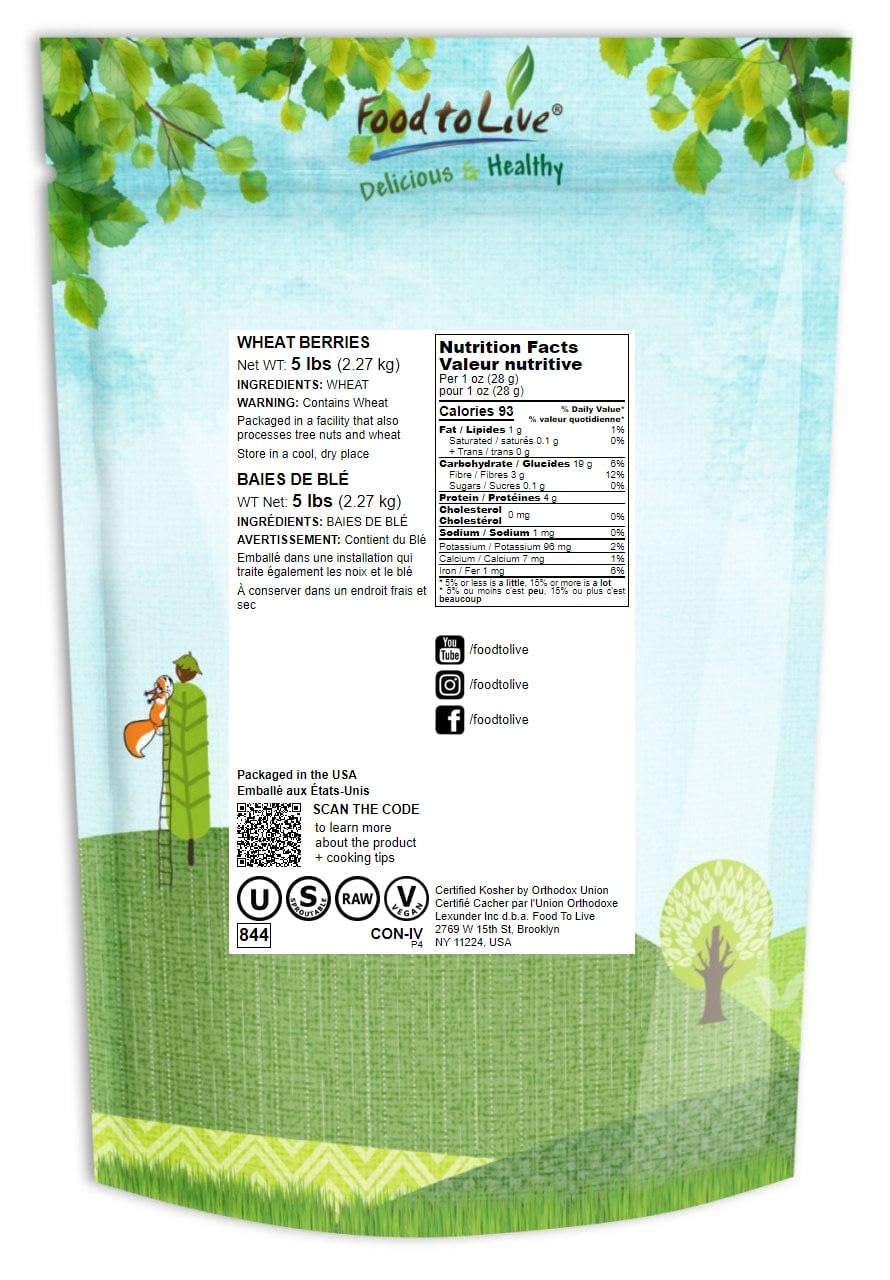 Food to Live Hard Red Wheat Berries, 3 Pounds – Sprouting for Wheatgrass, Kosher, Raw, Vegan, Bulk