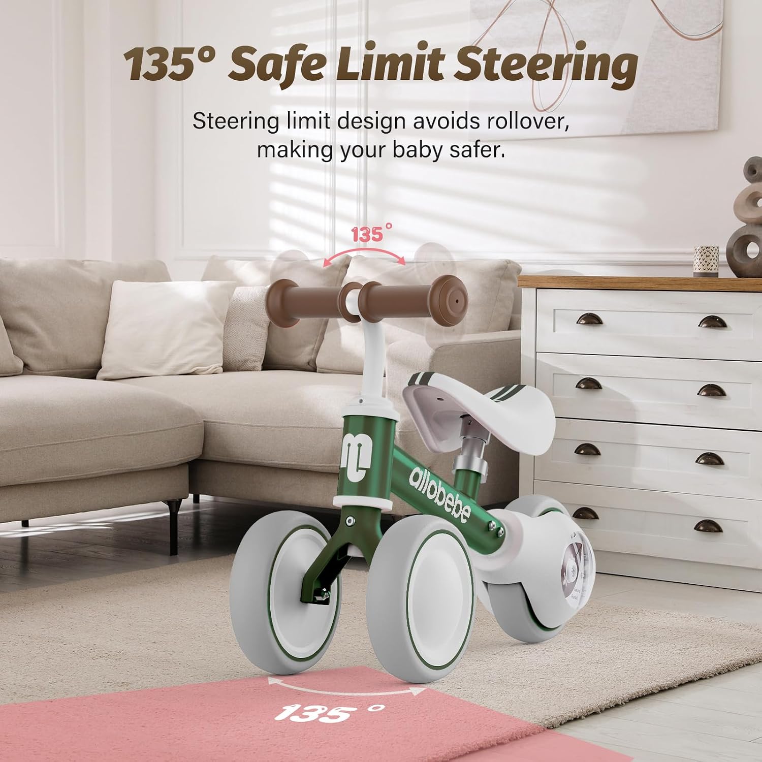 Baby Balance Bike, Cute Toddler Bikes 12-36 Months Gifts for 1 Year Old Girl Bike to Train Baby from Standing to Running with Adjustable Seat Silent & Soft 3 Wheels