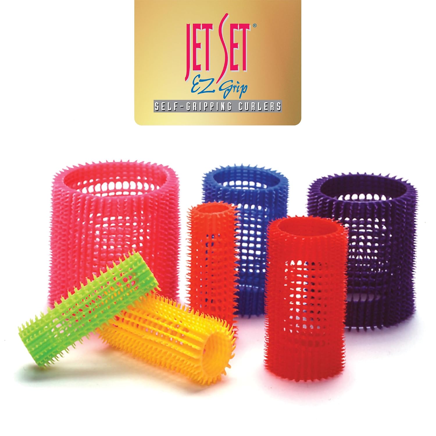 Olivia Garden Jet Set EZ Grip Self-Gripping Curlers - Hair Rollers for Setting or Perming - Style Curls and Waves