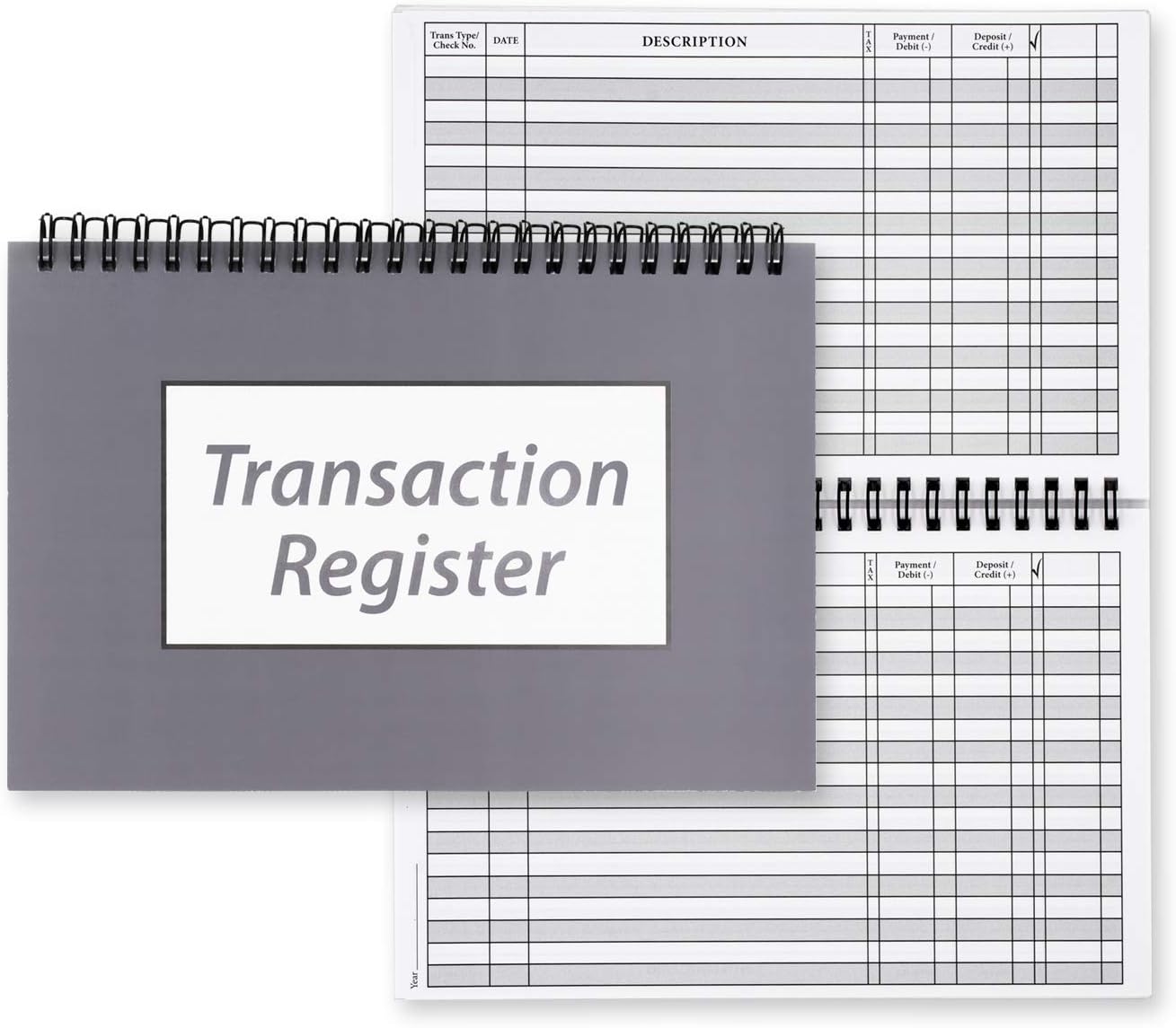 Side Spiral Bound Slate Gray Checkbook/Transaction Register