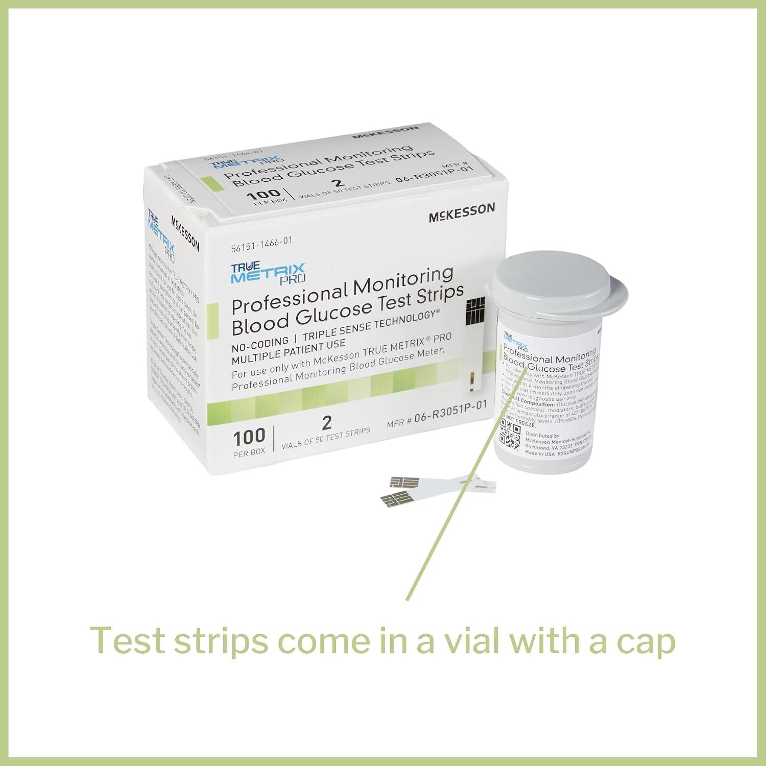 McKesson 06-R3051P-05 True Metrix Pro Professional Monitoring Blood Glucose Test Strip, Box of 50