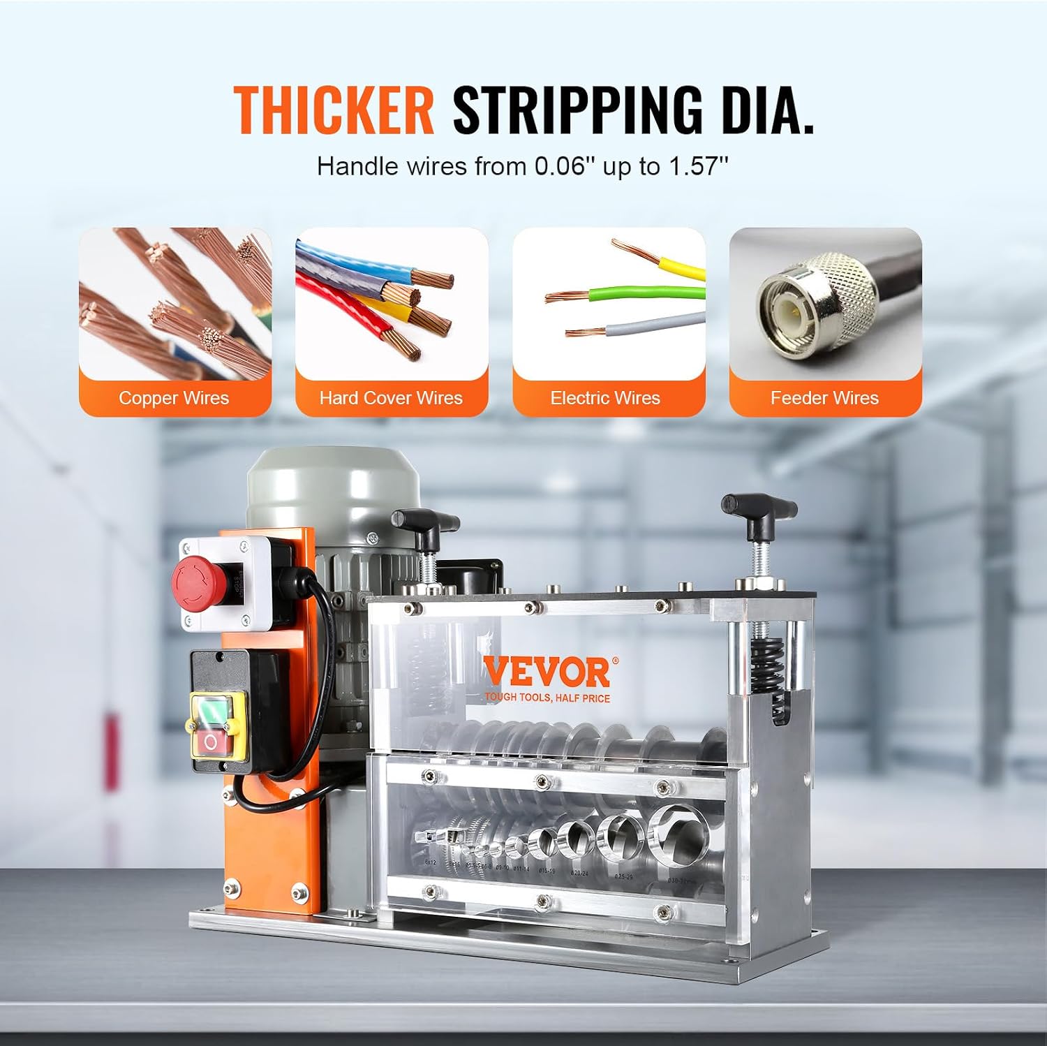 VEVOR Wire Stripping Machine 0.06-1.5 inch, 11 Channels 10 Blades