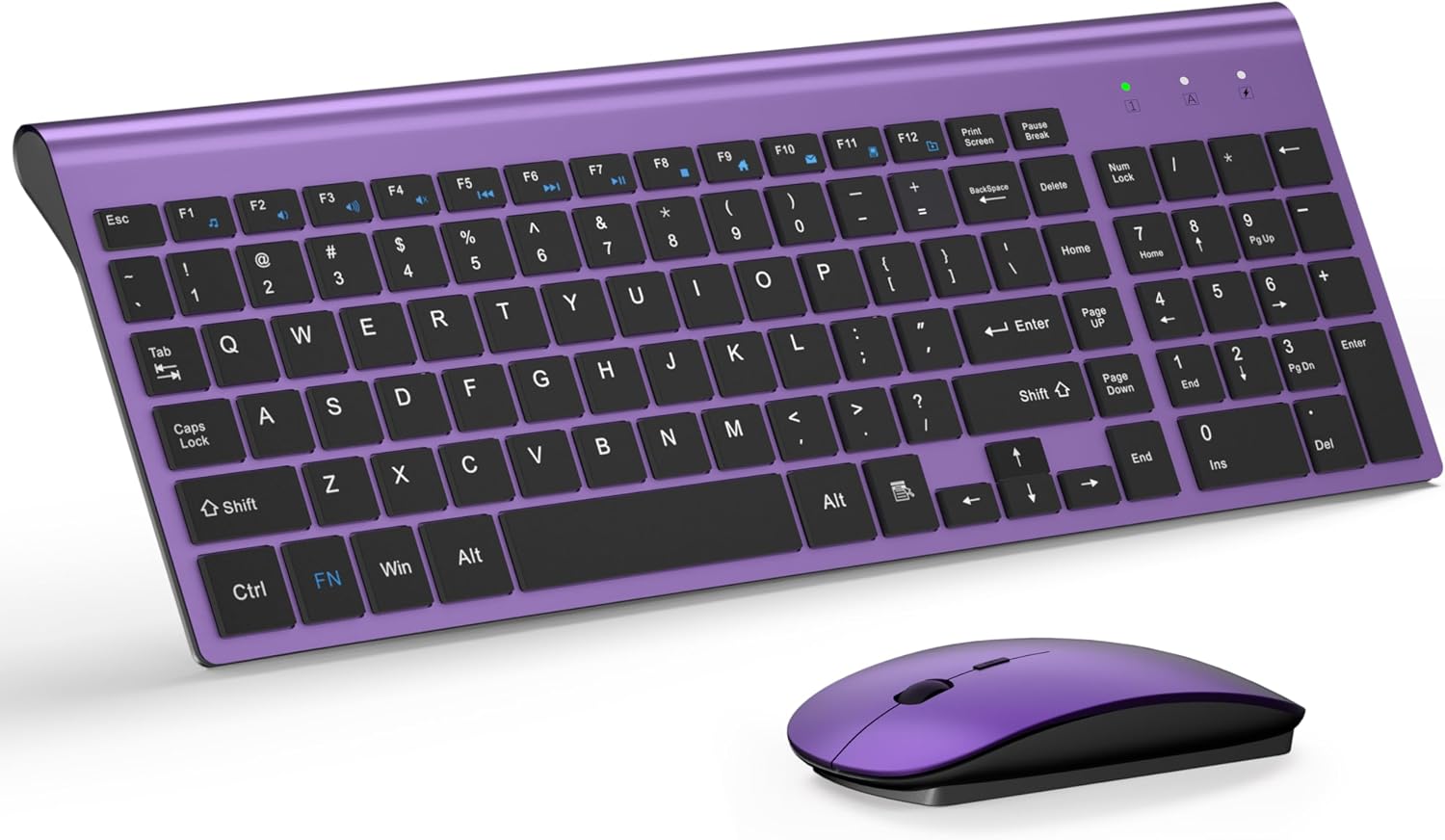 Wireless Keyboard and Mouse Ultra Slim Combo, TopMate - White | 2.4G Silent Compact 2400DPI Mouse and Scissor Switch Keyboard Set with Cover, Batteries Included, for PC/Laptop/Windows/Mac