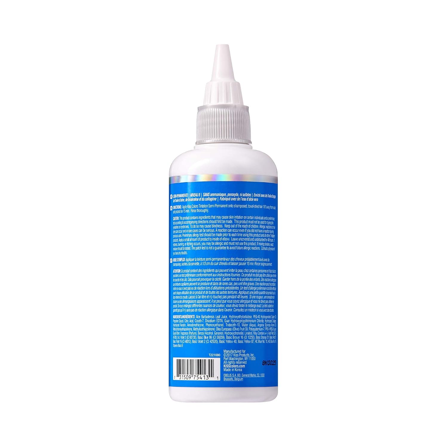 Red by Kiss Tintation Semi-Permanent Hair Color, Aloe Vera Water Based, Argan Oil, Olive Oil, Collagen & Keratin, Long-Lasting Color Dye (Honey Brown, 5 Fl Oz)