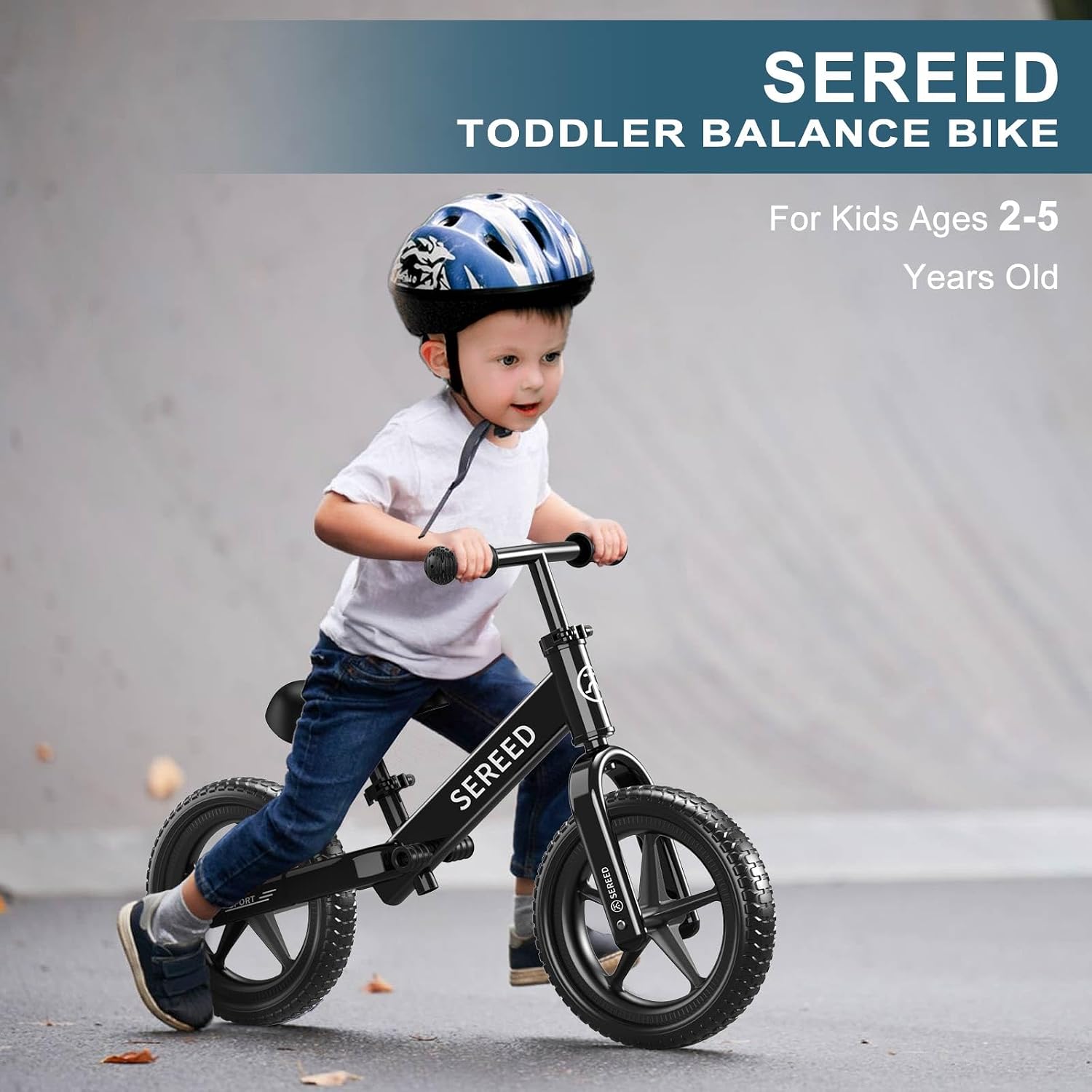 SEREED Toddler Balance Bike 2 Year Old, Gift for 2-3 Boys Girls, Adjustable | No Pedal Kids Toy Bike for 2-5 Years Old, Customize Plate with 3pcs Stickers (White)