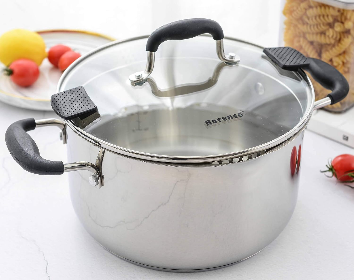 Rorence 6 Quart Stainless Steel Stock Pot, Induction Cooking Pot with Lid