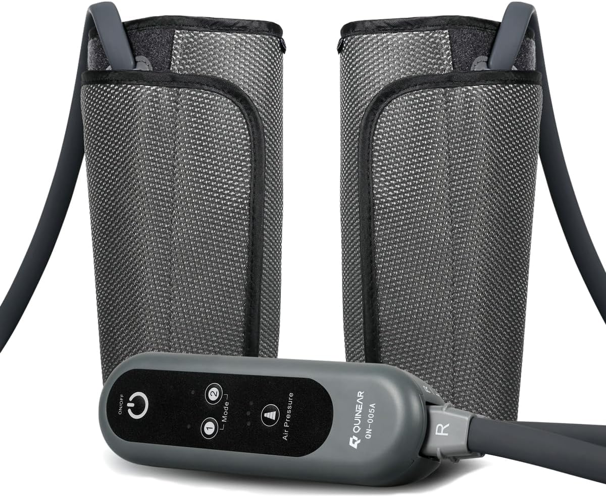 QUINEAR Air Compression Leg Massager for Circulation & Pain Relief, Calf Massagers with 2 Modes & 3 Intensities