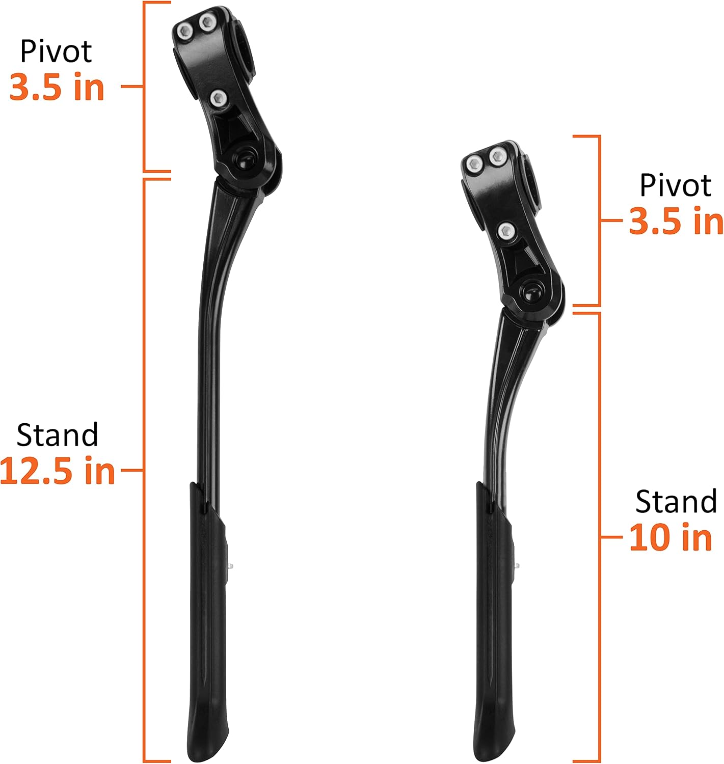BV Rear Bike Stand for 24"-28" Bikes - Adjustable Bike Kickstand for Adult Bike with 8 Height Levels, Non-Slip Foot & Clamp Grip (Black, Capacity 55 lbs, Single Mount)