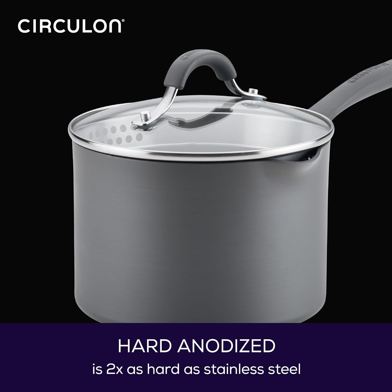 Circulon Radiance Hard Anodized Nonstick Deep Frying Pan with Lid, 12 inch Frying Pan with Lid, Deep Skillet, Gray