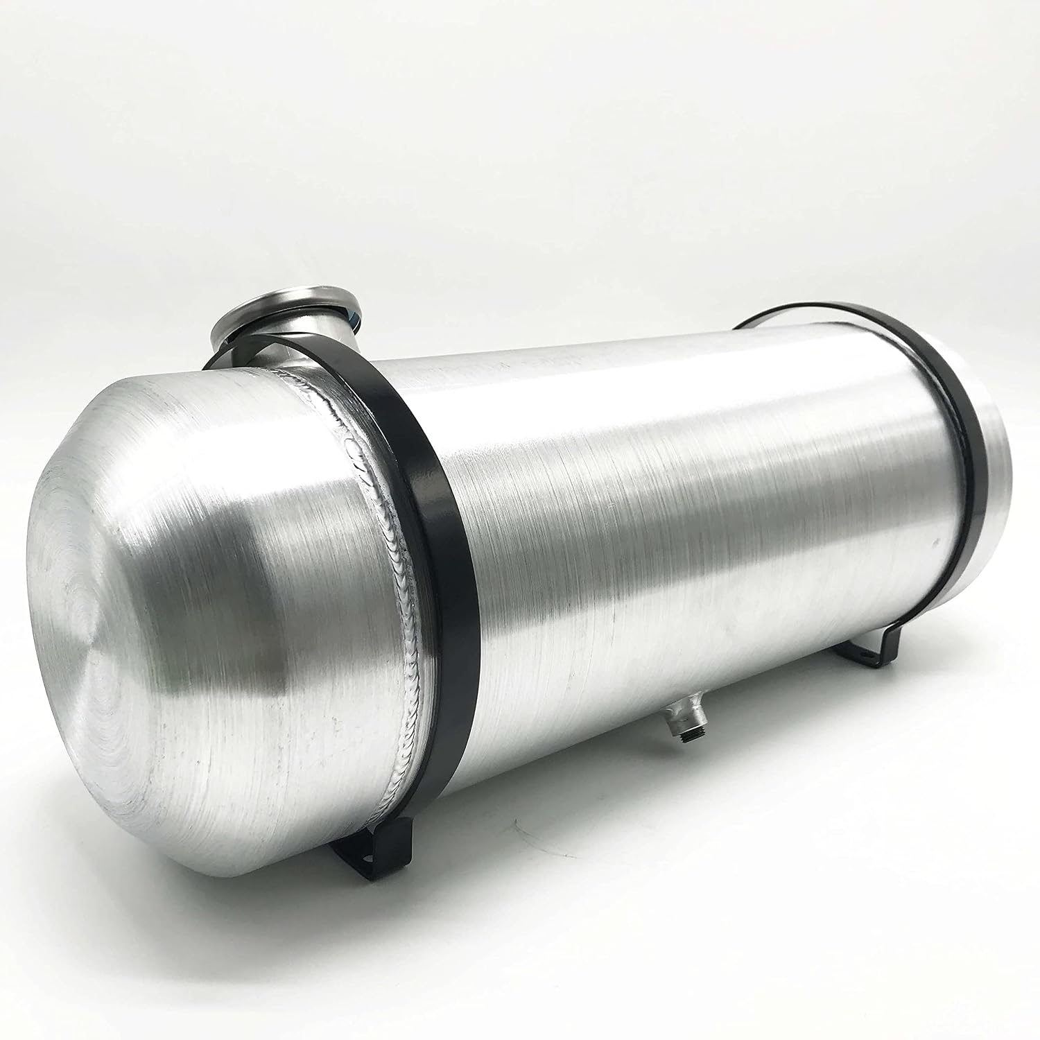JSD 5 Gallons 8”x24“ Aluminum Spun Round Fuel Gas Tank Cell Fuel Tank with Bracket End Fill 1/4" NPT Outlet